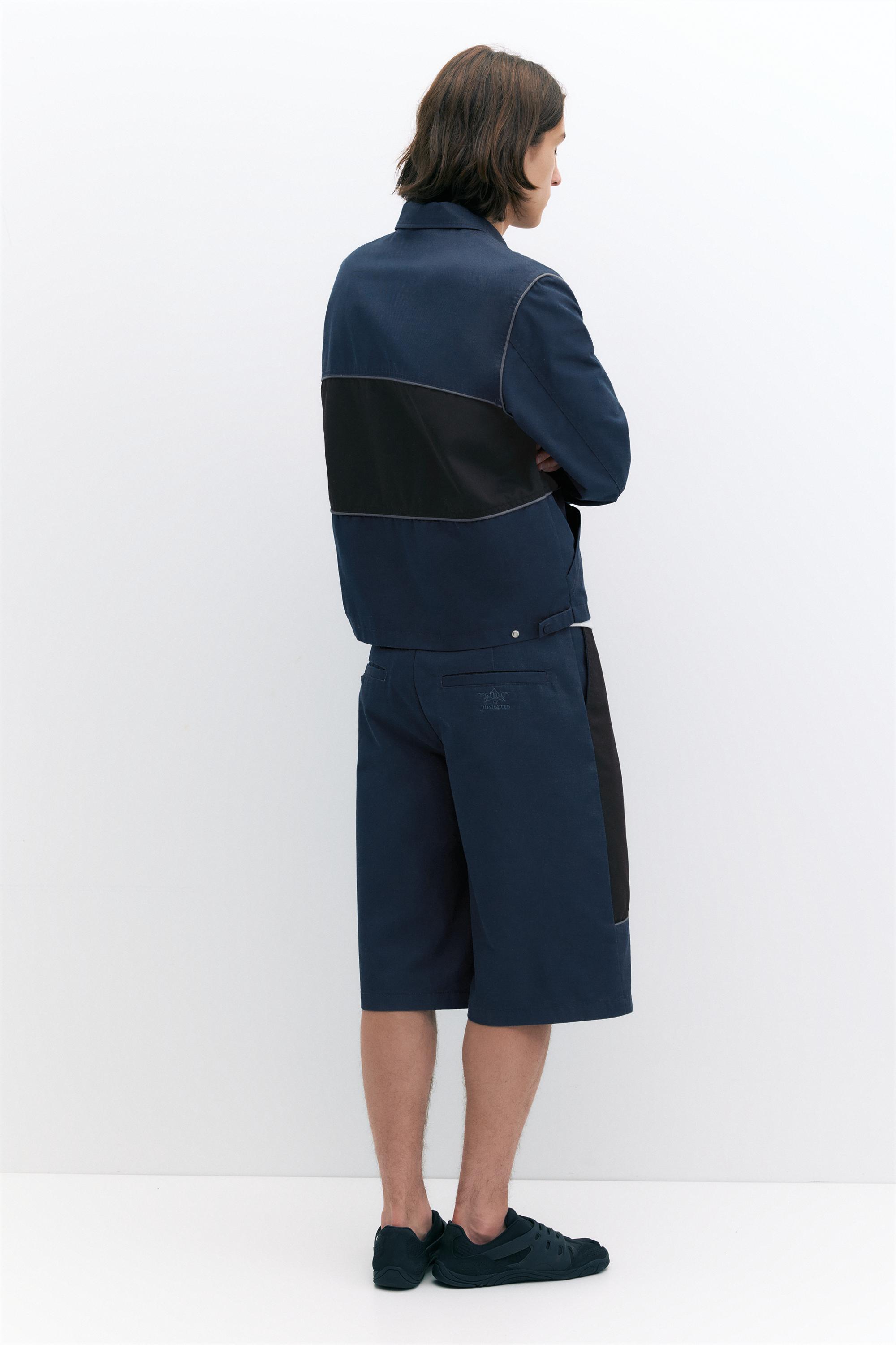 Pleasures x STWD panelled Bermuda shorts — Dark navy