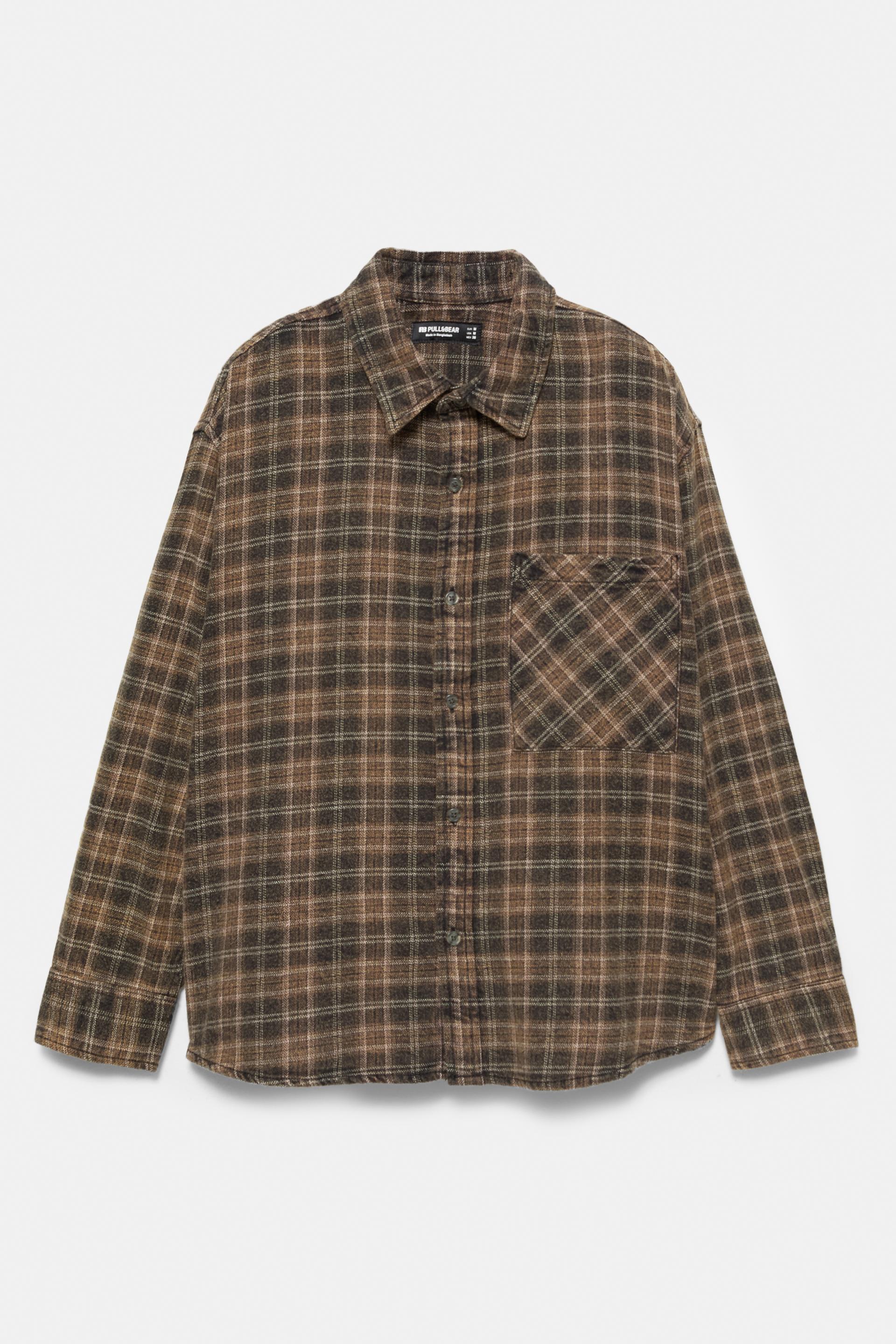 Cafe Shein Sobrecamisa Cuadros Shein Camisa Café Cuadros PULL&BEAR