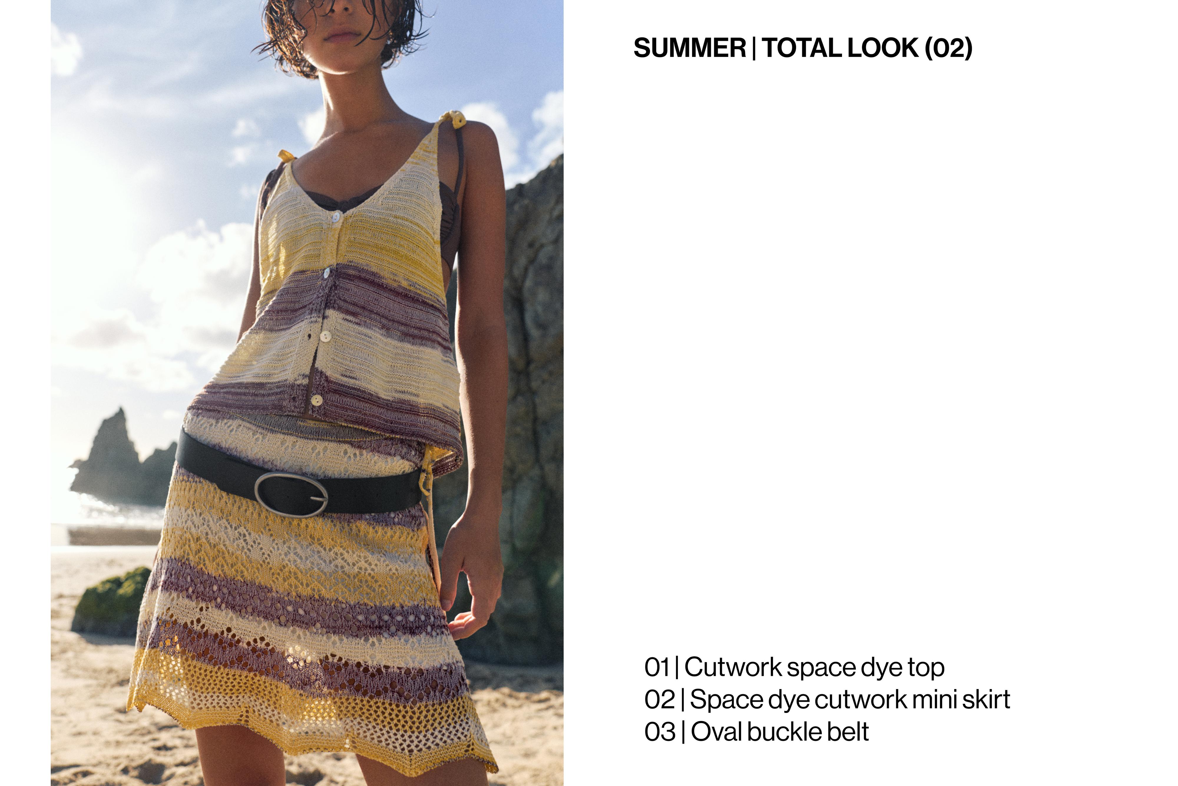 Cutwork space dye top — Yellow
