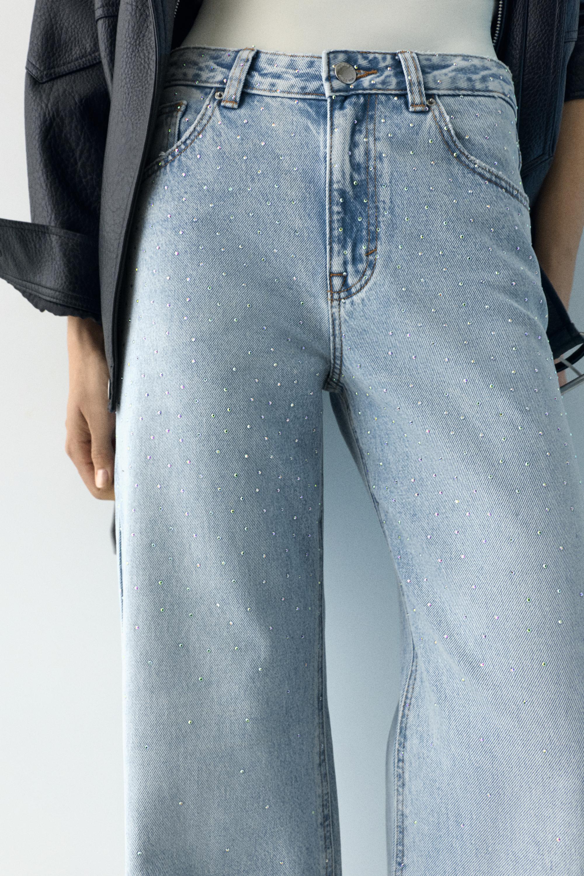 Baggy Jeans Mit Geradem Schnitt Und Glitzer