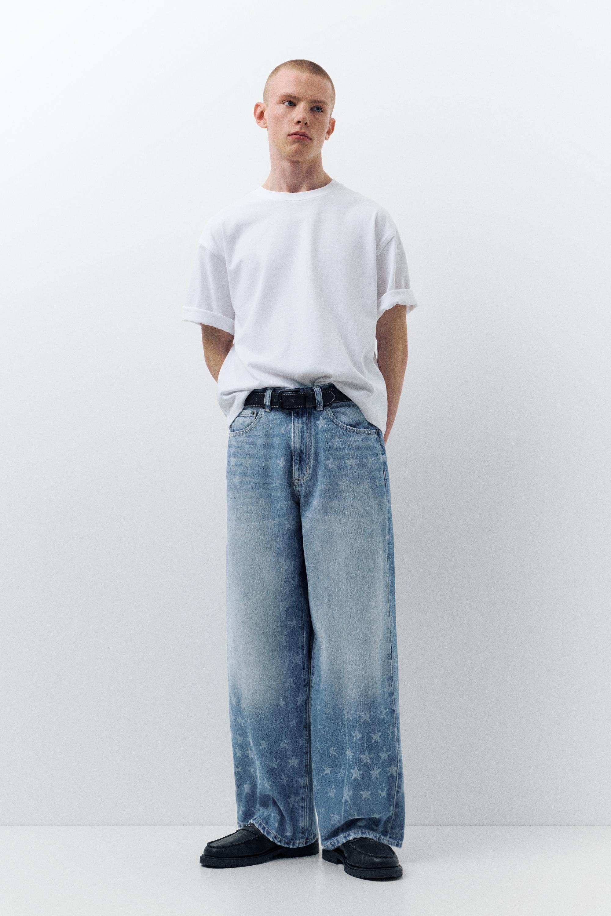 Jeans Mit Weitem Bein Und Sternen