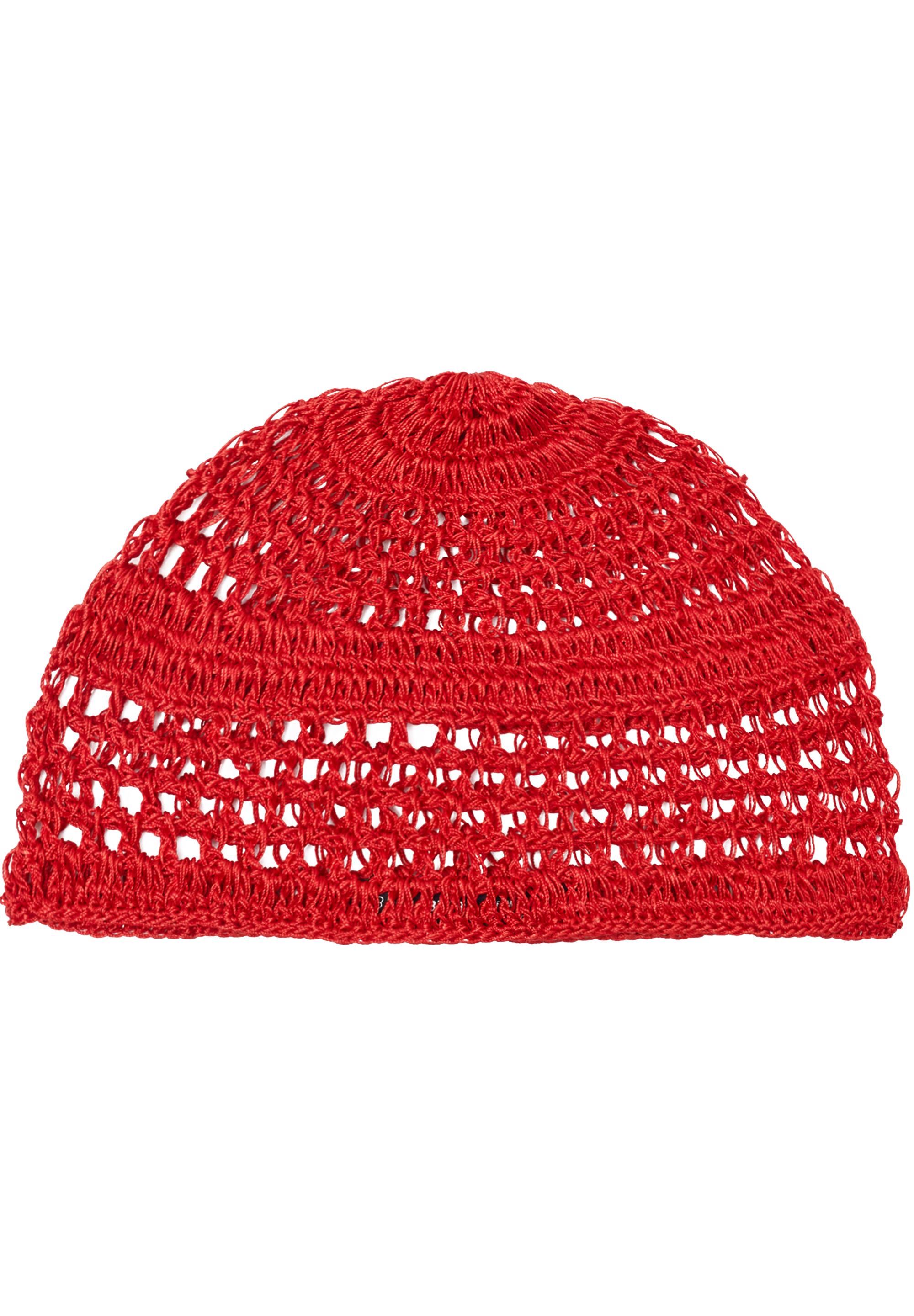 Crochet pillbox hat — Red