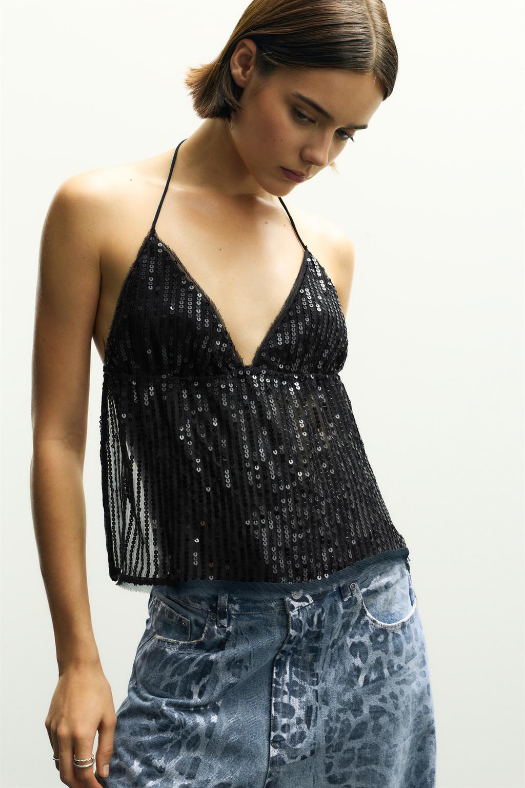 Top lentejuelas espalda descubierta PULL&BEAR