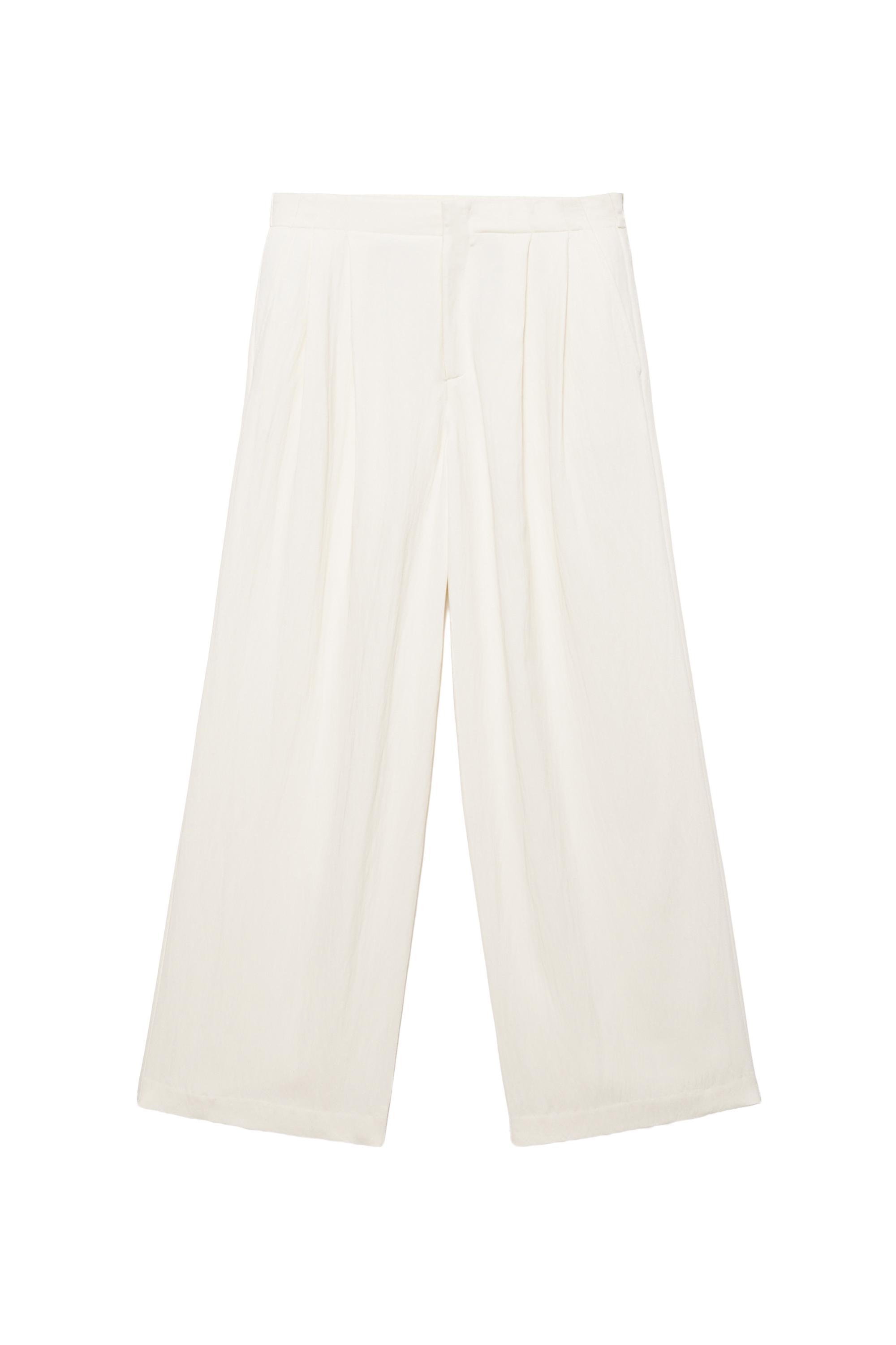 Düğmeli ve fermuarlı, kemer tokalı, önü pensli, elastik belli, tailored fit pantolon. - Görsel 17