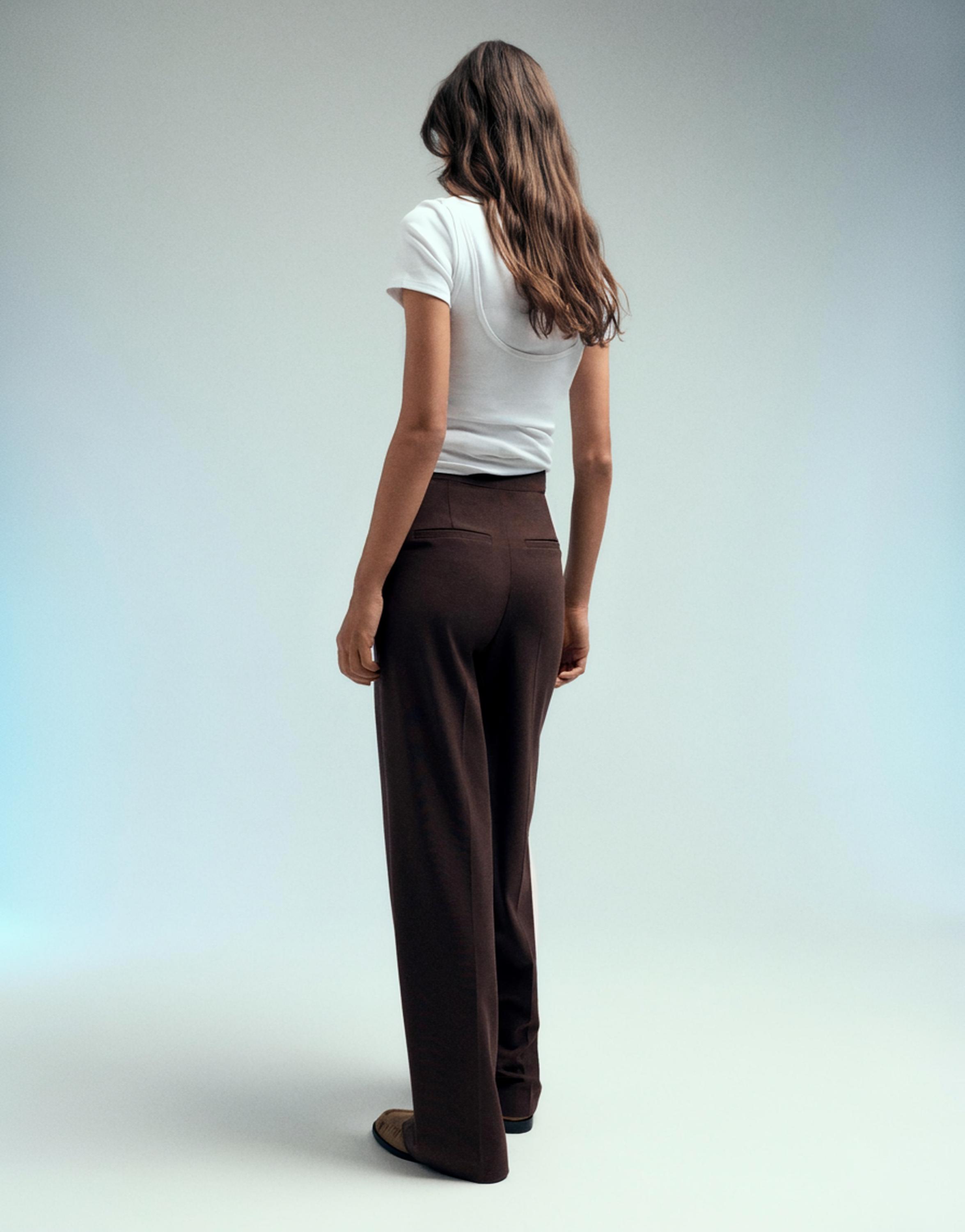 Straight-leg darted trousers — Brown