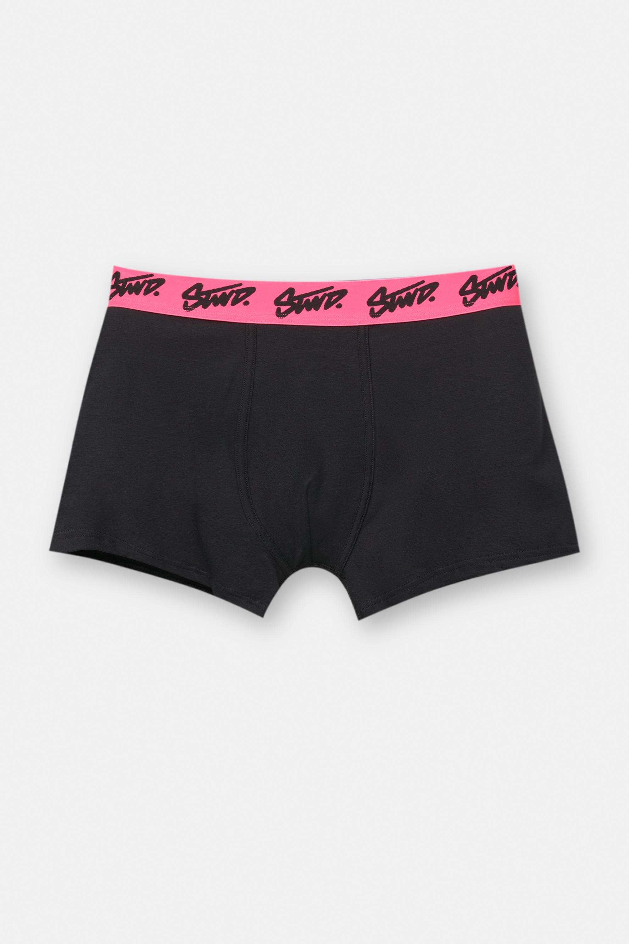 3'lü paket siyah STWD logolu pembe boxer - Görsel 5