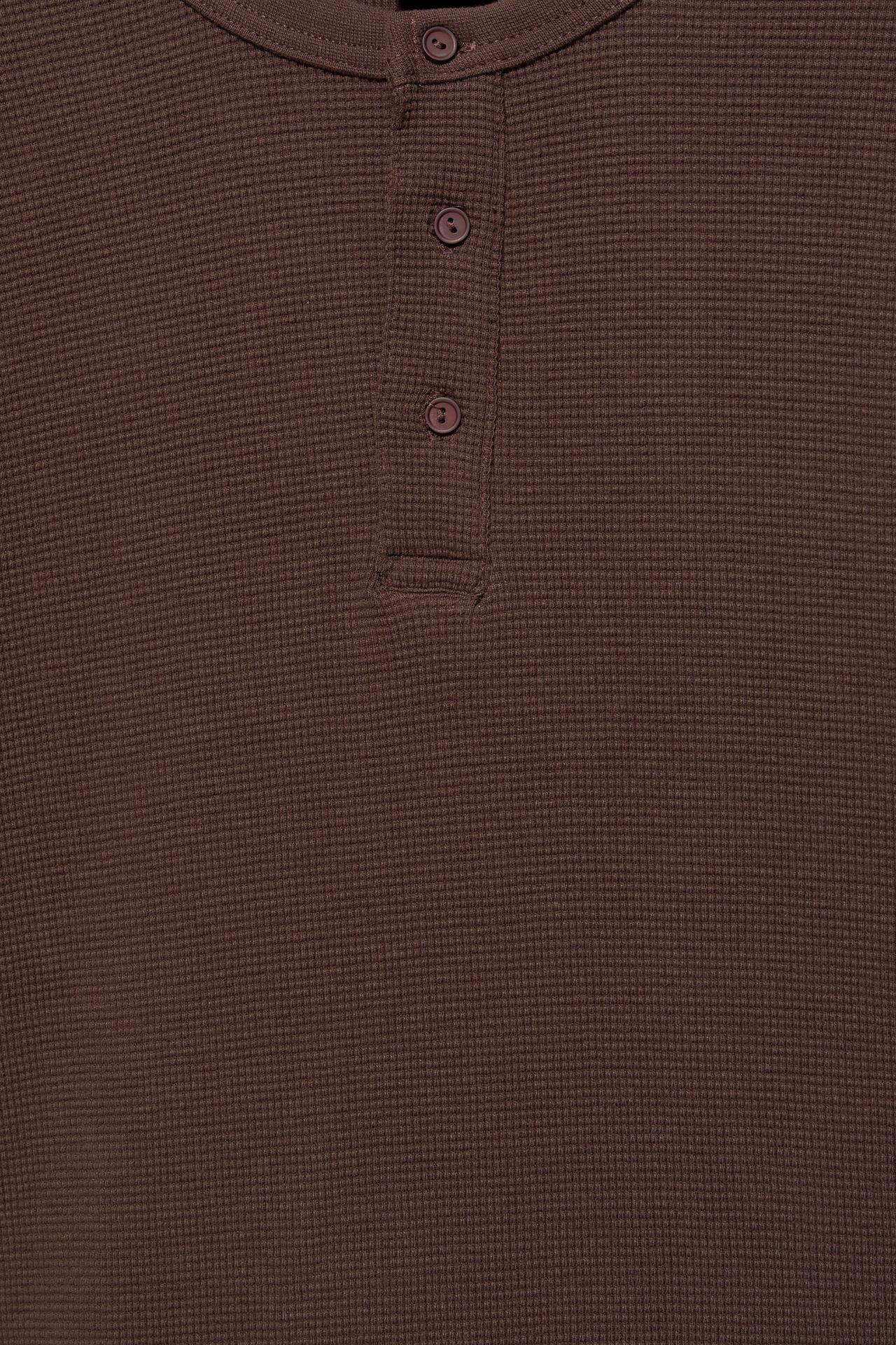 Long sleeve Henley T-shirt — Brown