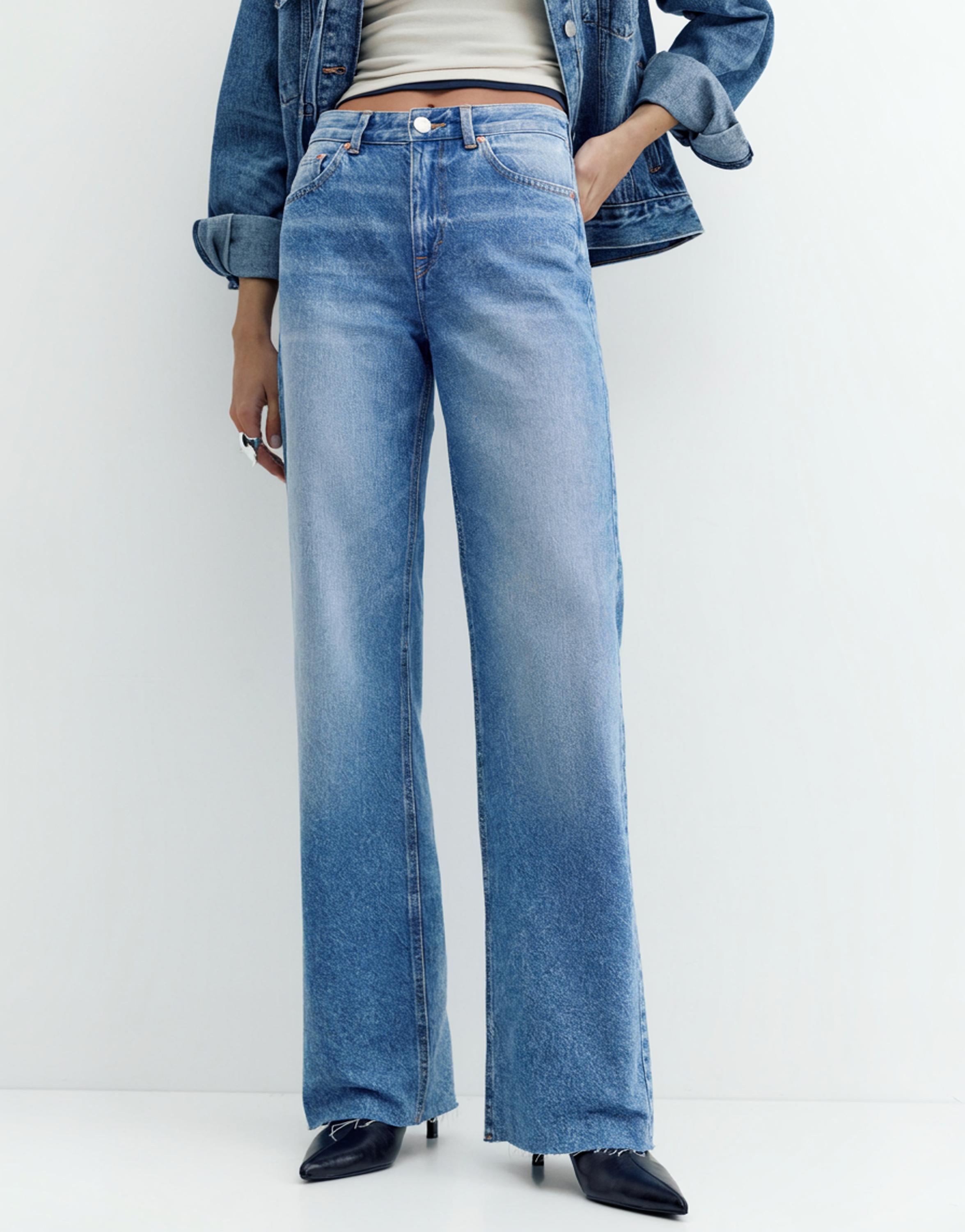 High-waist wide straight-leg jeans — Indigo