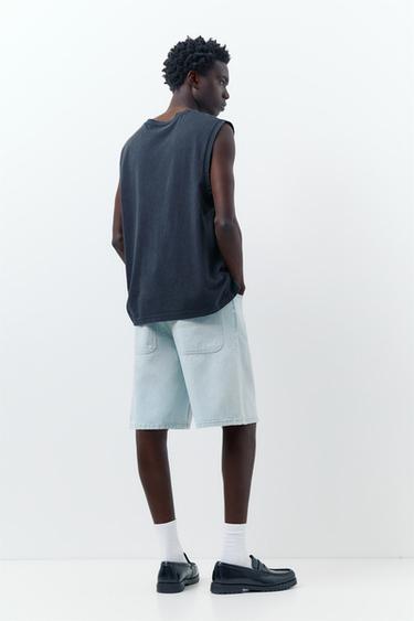 Baggy relaxed fit denim Bermuda shorts — Pale indigo 2