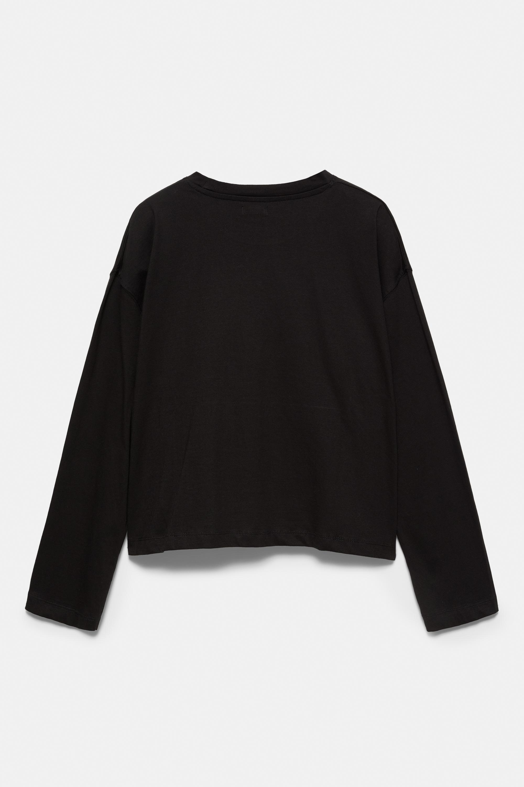 Boxy-fit long sleeve T-shirt — Black