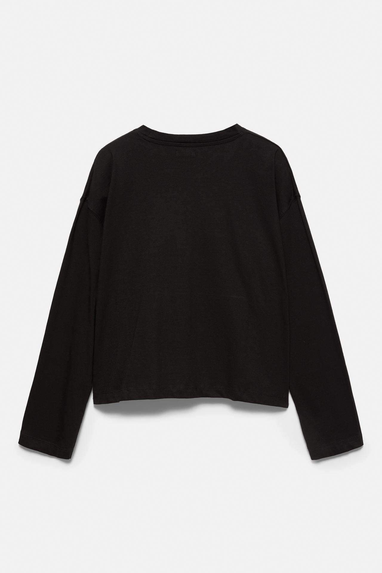 Boxy-fit long sleeve T-shirt — Black