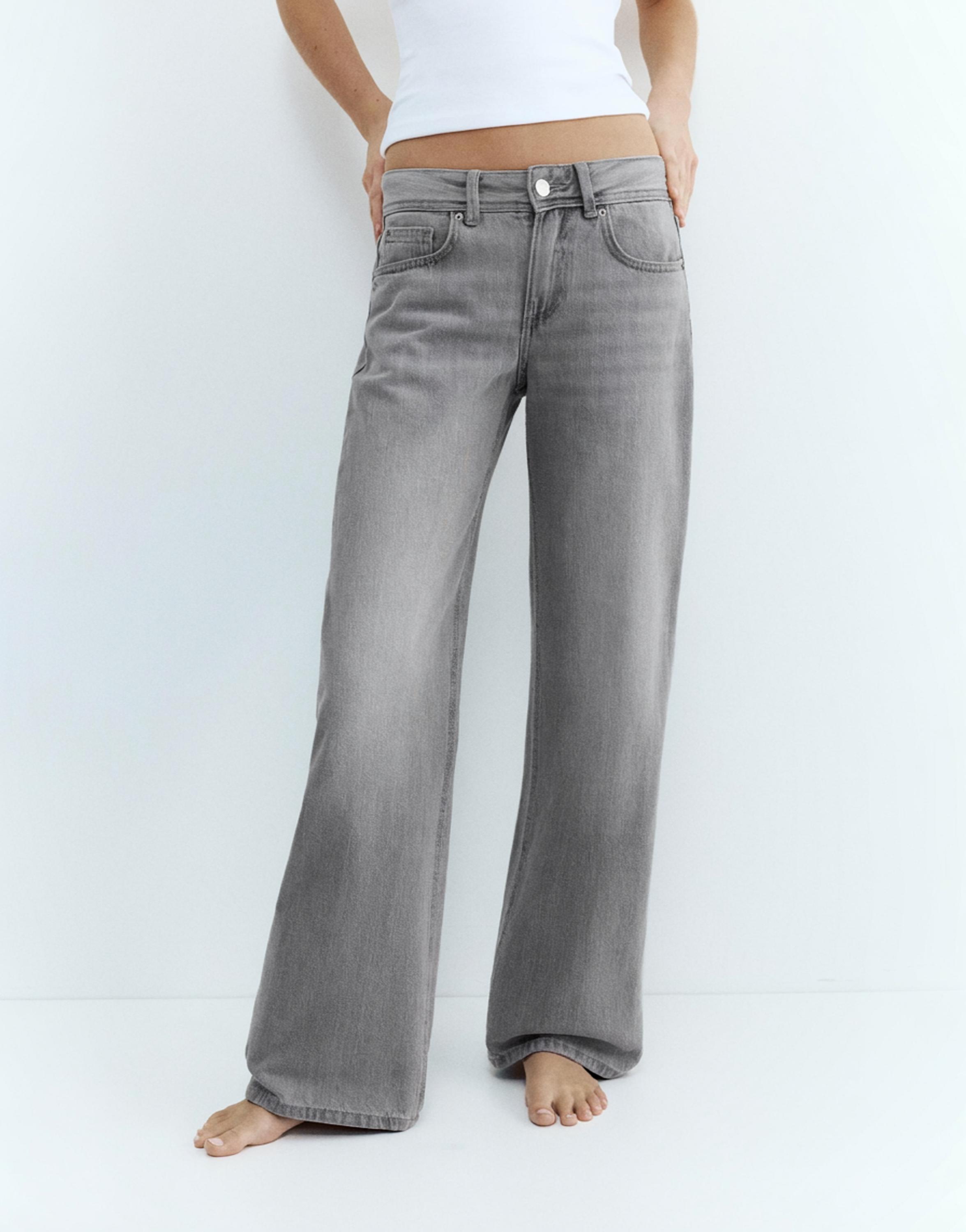 Low-rise straight-leg jeans — Pale grey