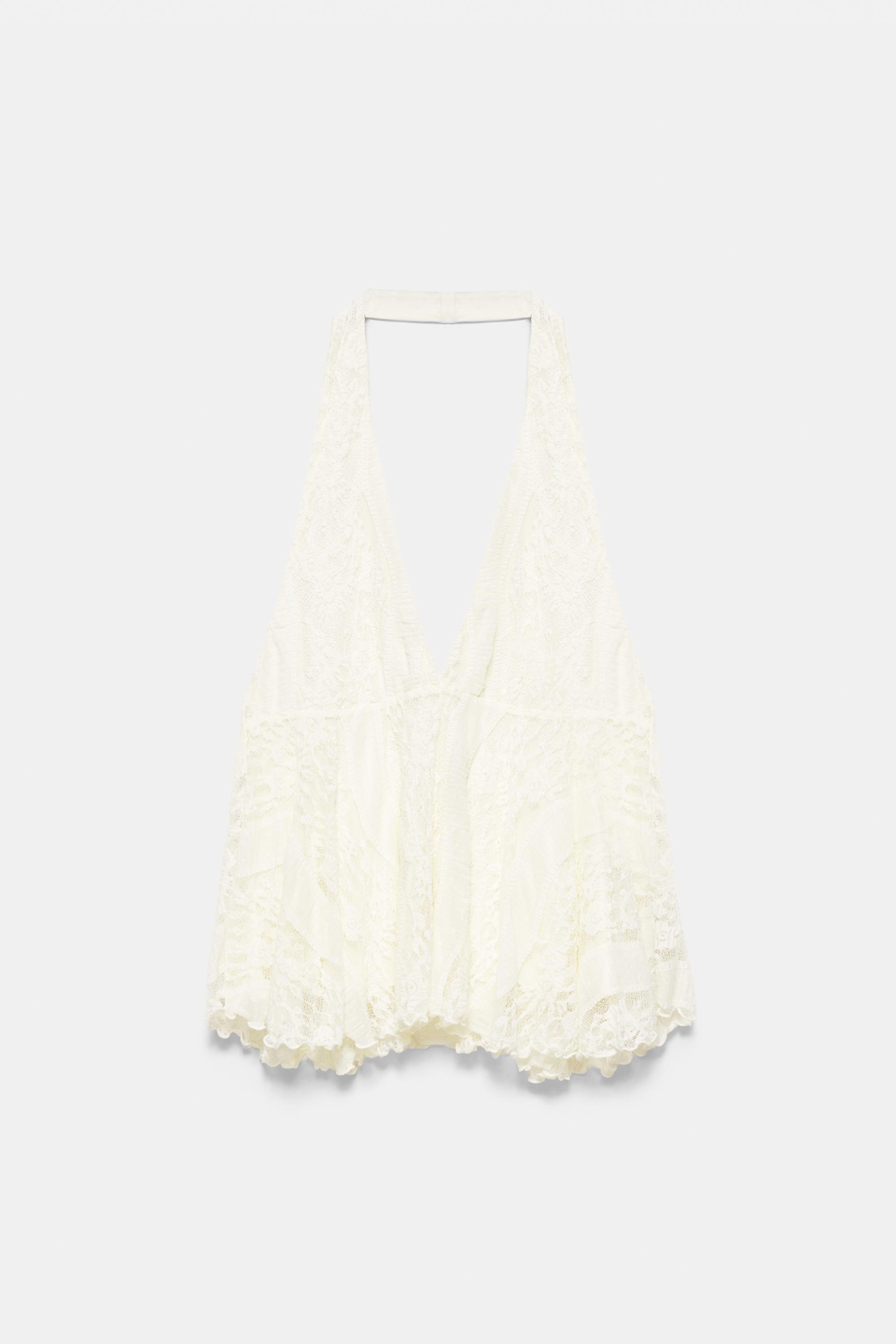 Lace halter top — Ecru