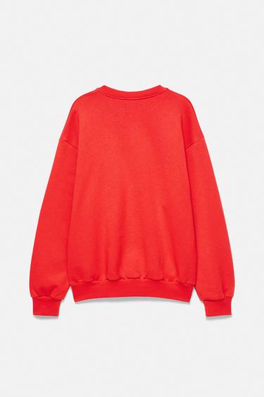Henley neck button sweatshirt — Red 7