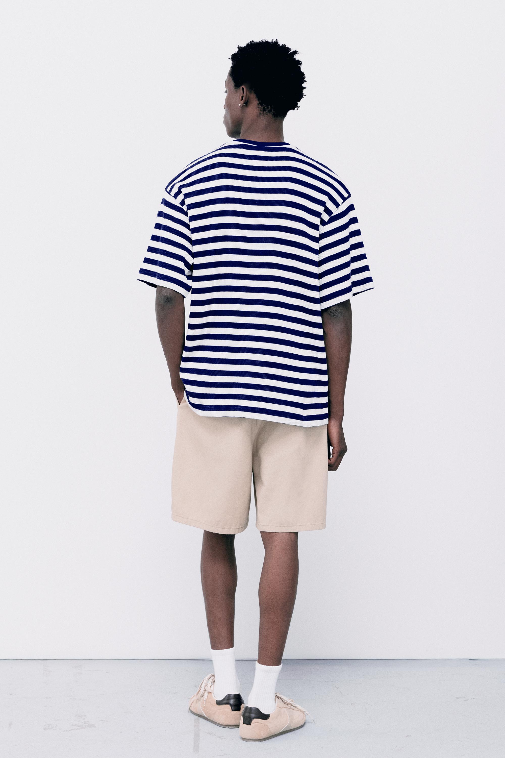 Regular fit striped T-shirt — Blue/White