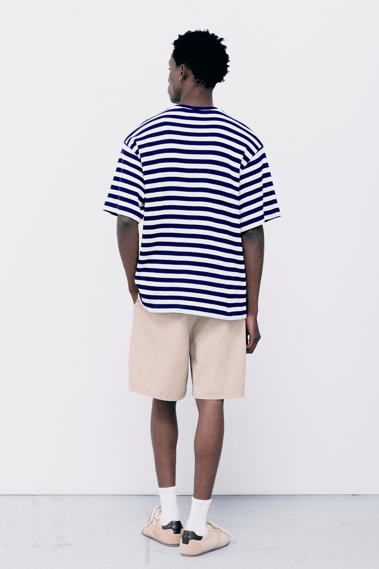 Regular fit striped T-shirt — Blue/White