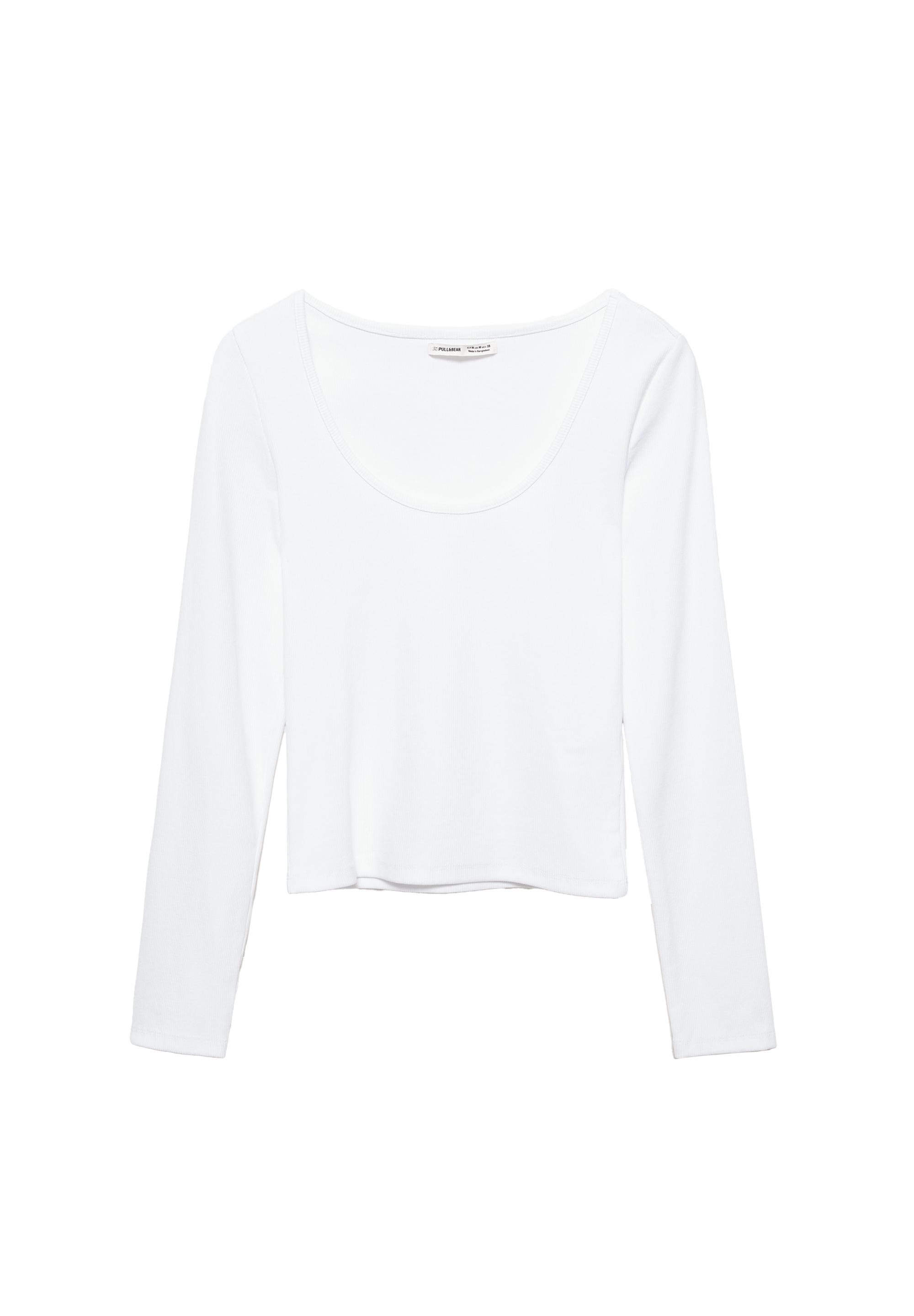 Ribbed round neck T-shirt — White