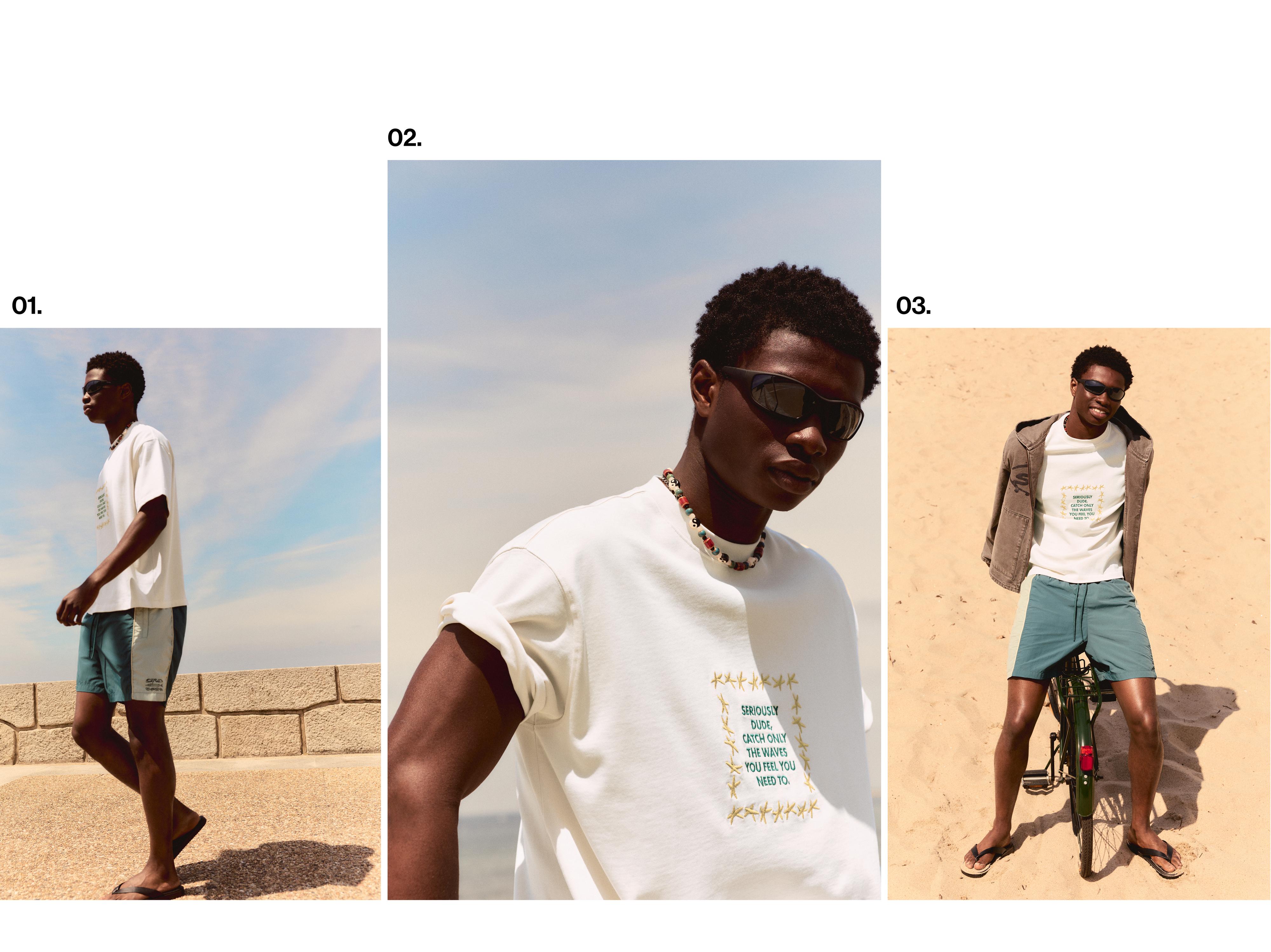 Embroidered star T-shirt — Beige