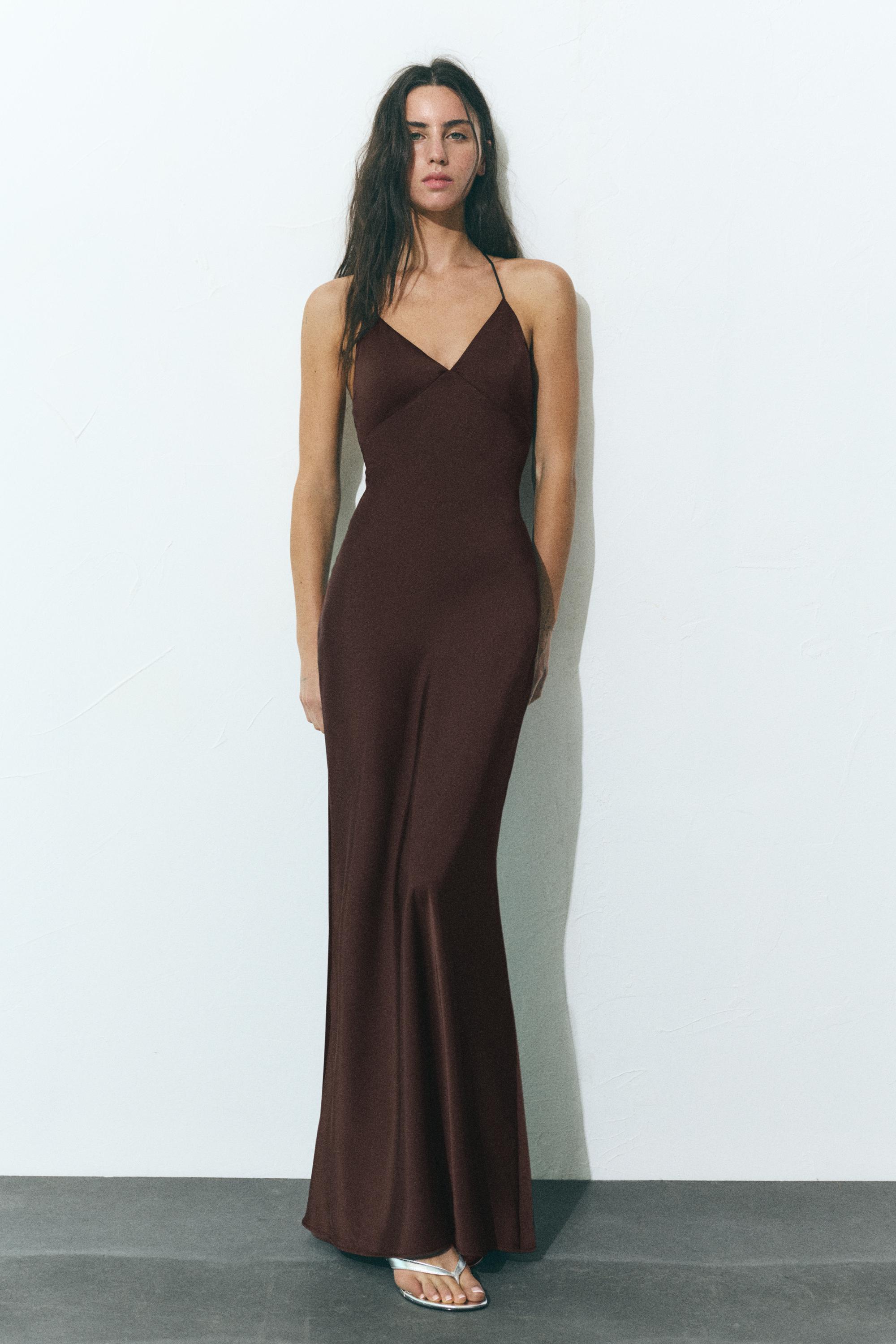 Saten askılı sırt dekolteli elbise - Görsel 13