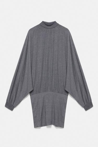 Batwing sleeve dress with sash — Anthracite grey 4