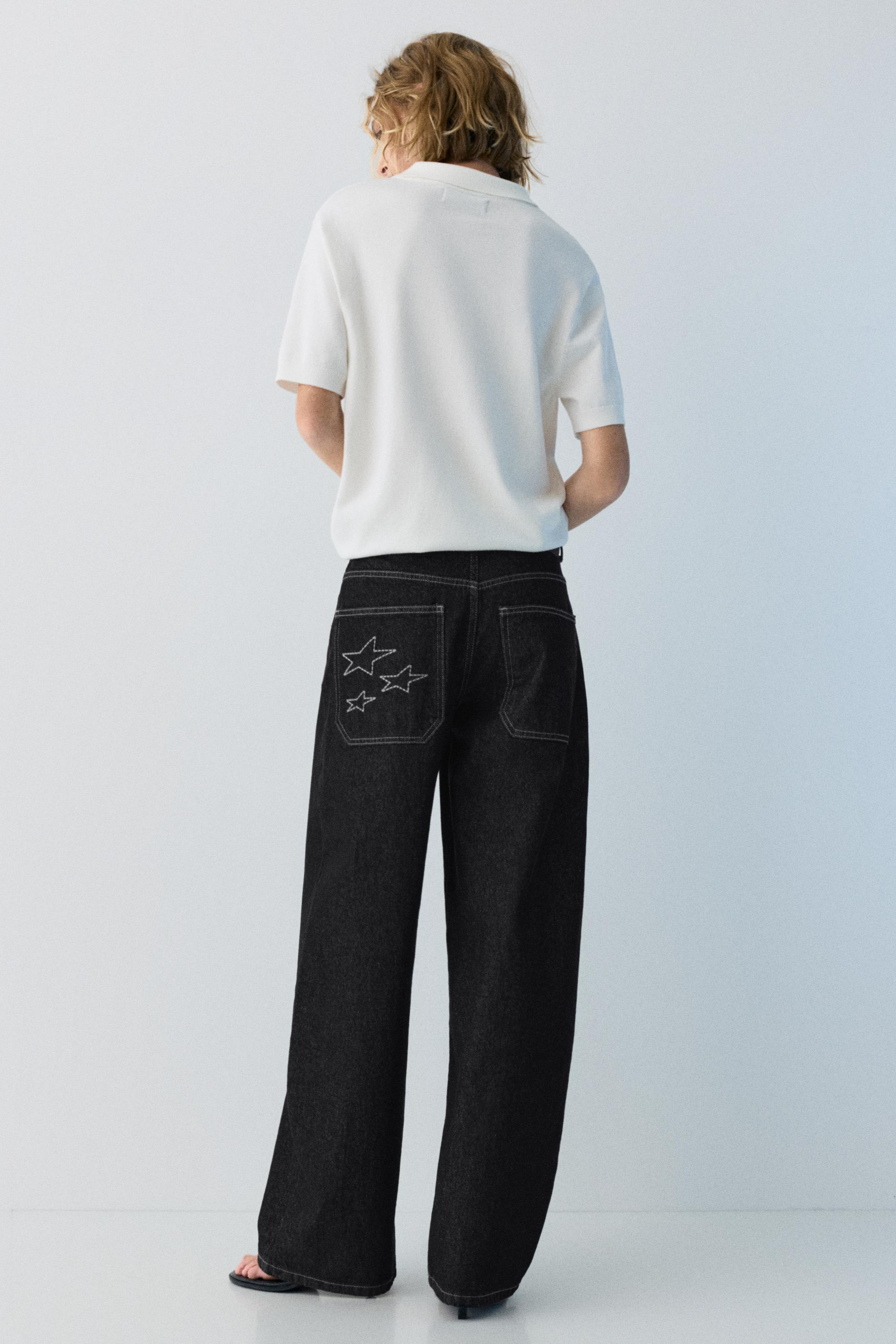 Yıldız desenli barrel jean - Görsel 4