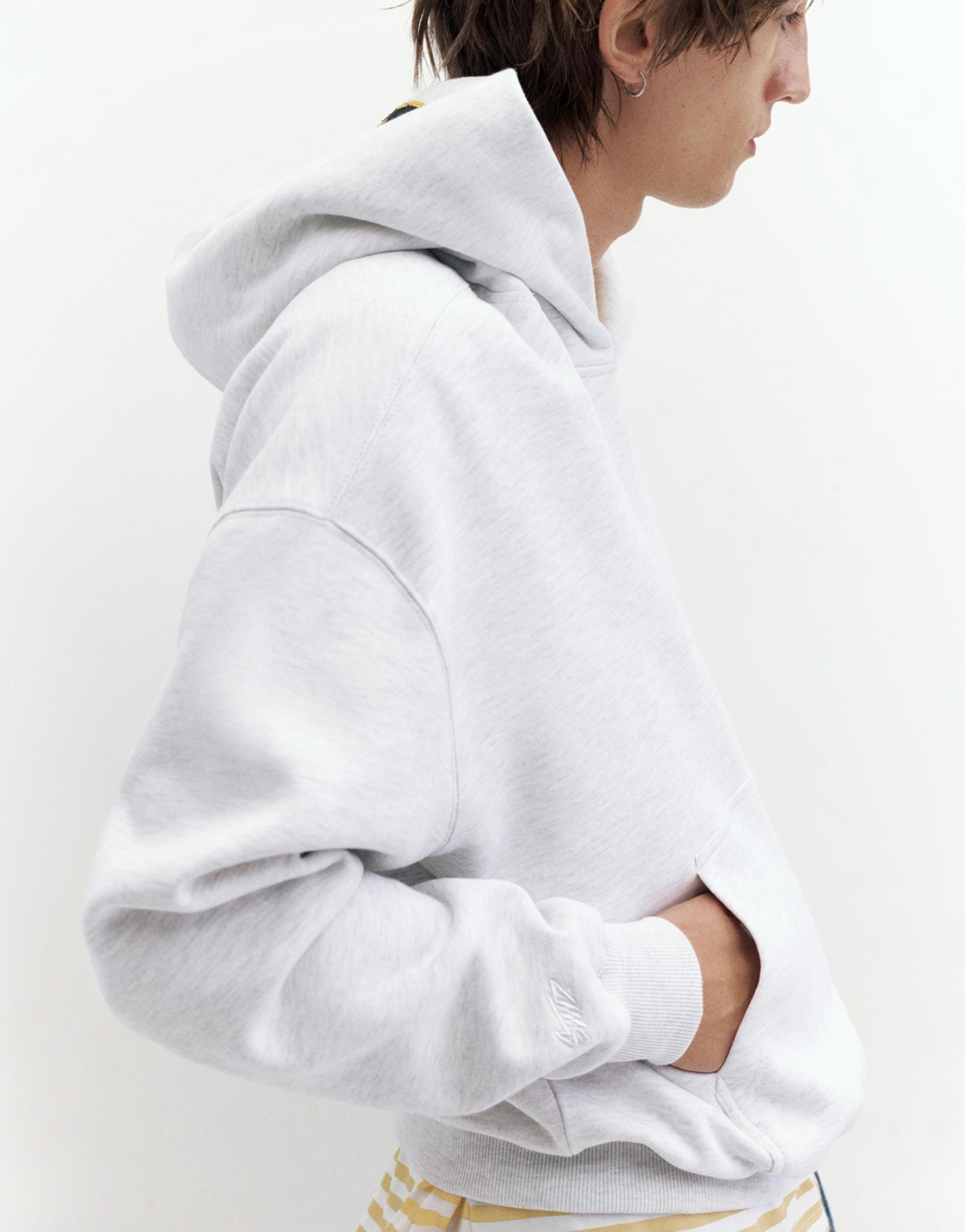 STWD boxy-fit logo hoodie — Pale marl