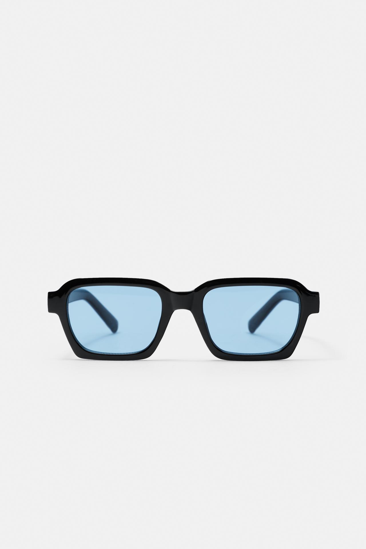 Blue-lens sunglasses — Black