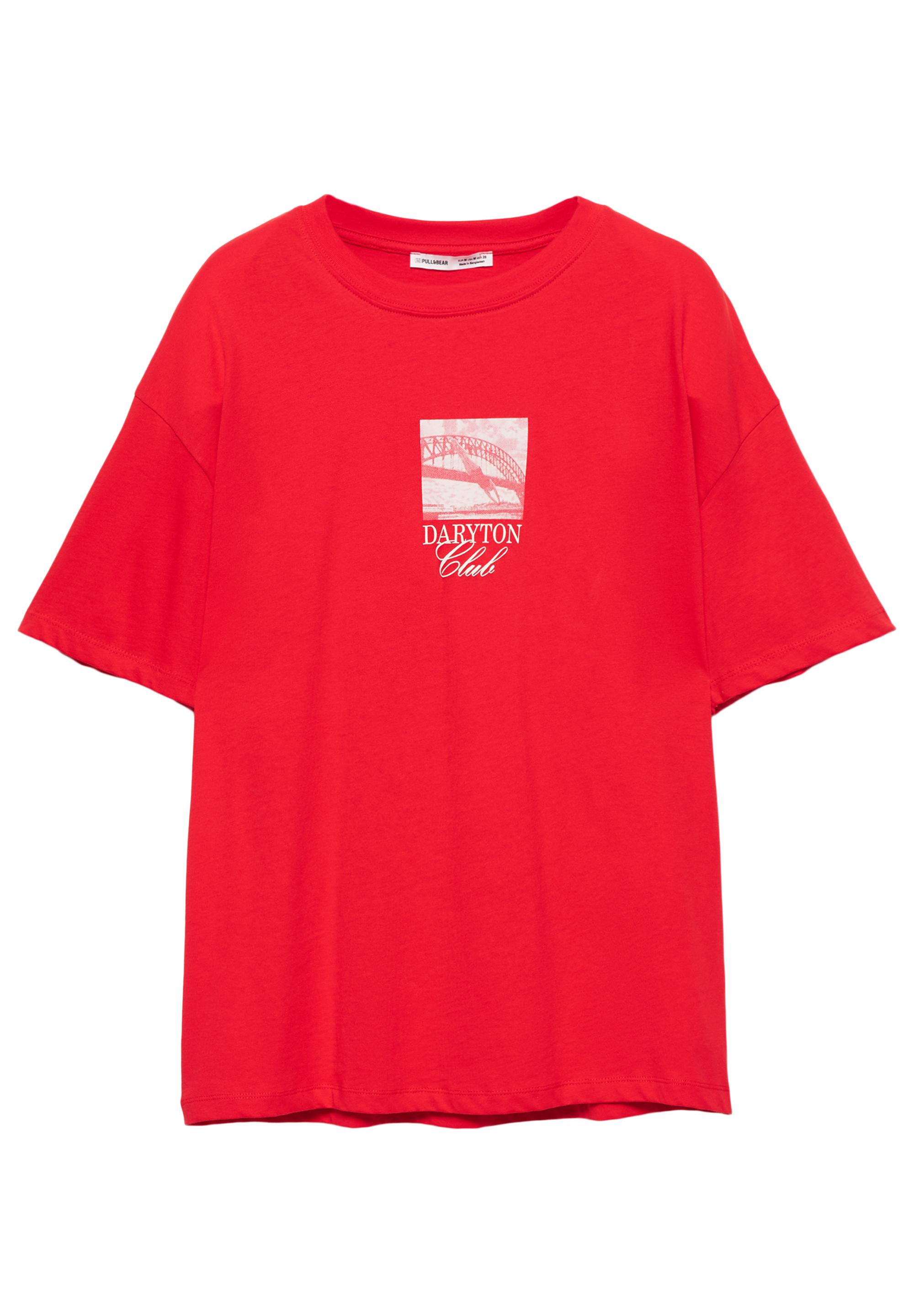 Red tişört with graphic and slogan - Görsel 2