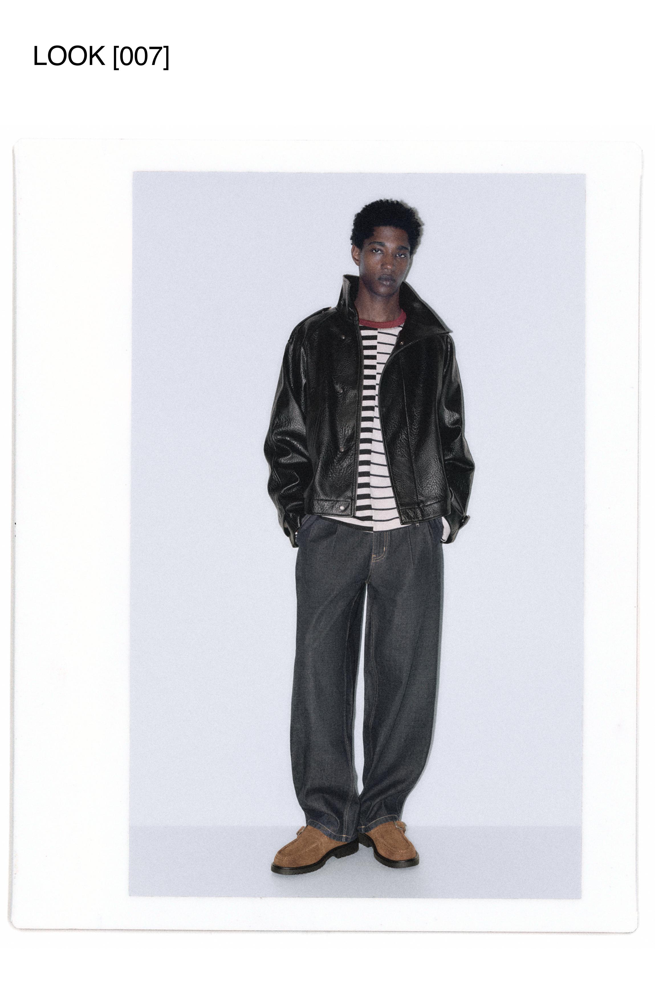 Textured leather effect jacket — Black