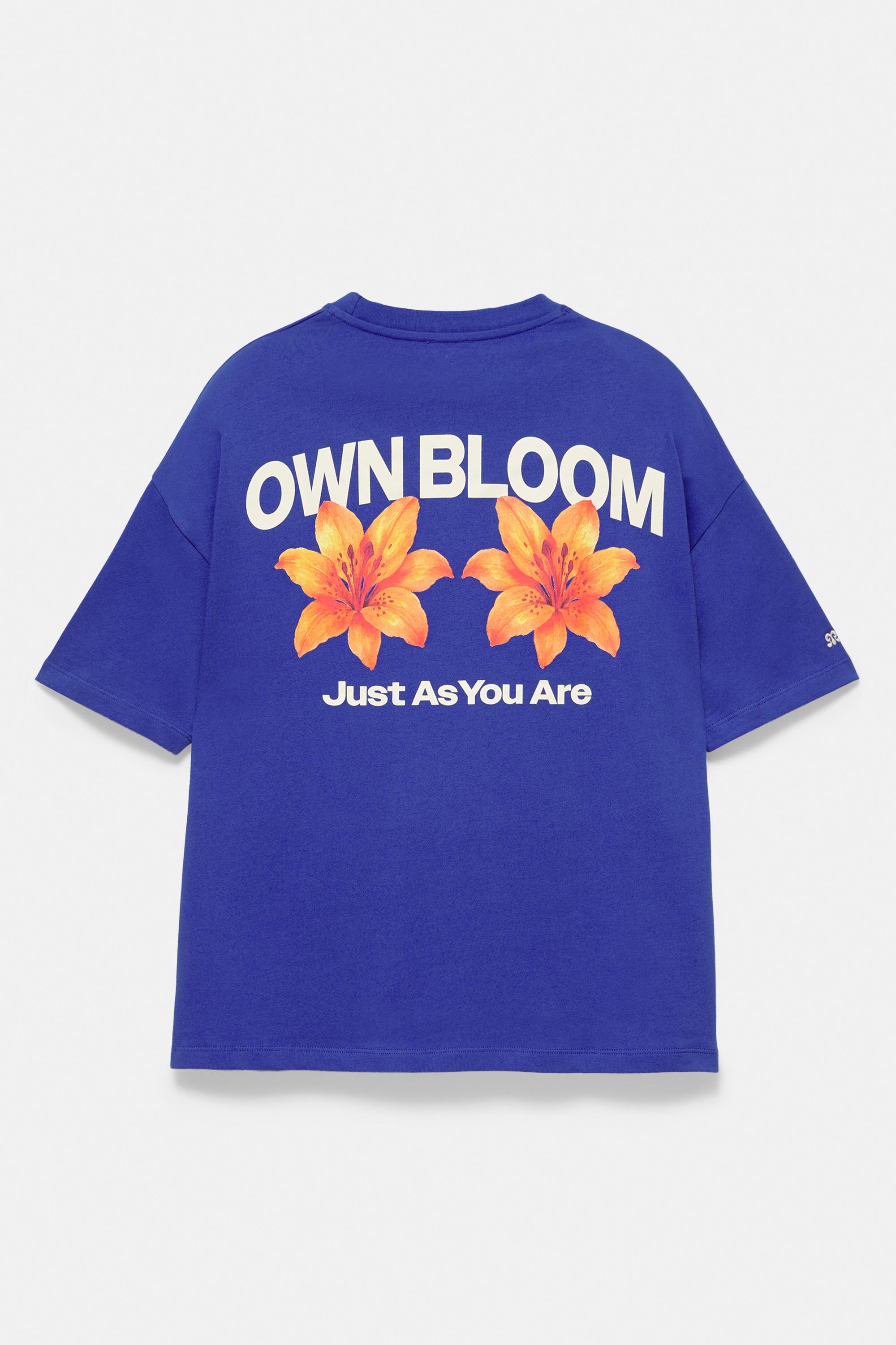 Oversize T-shirt with floral graphic — Cobalt