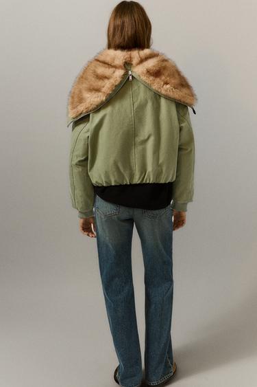 Parka with faux fur collar — Khaki 2