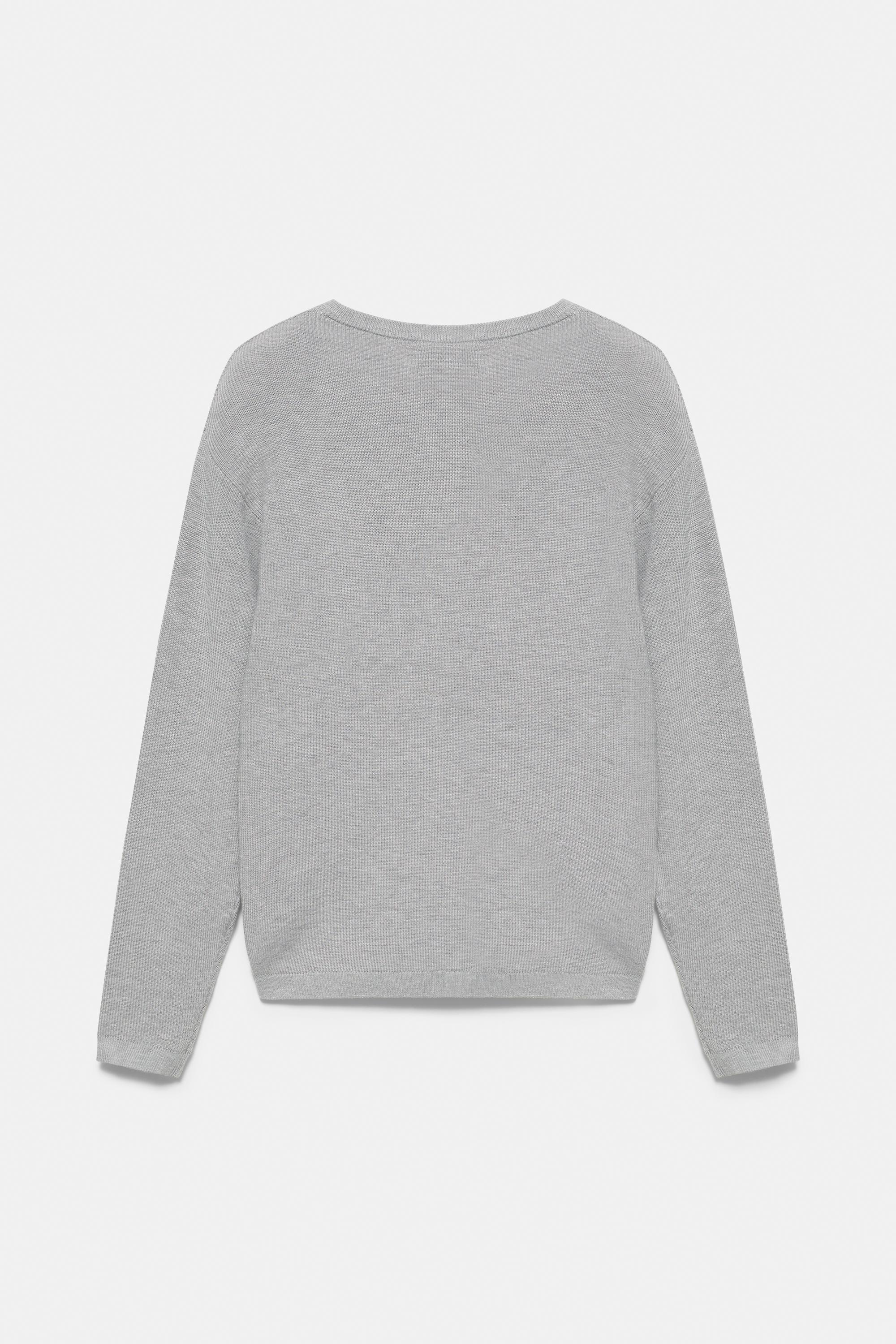 Henley neck jumper — Grey marl