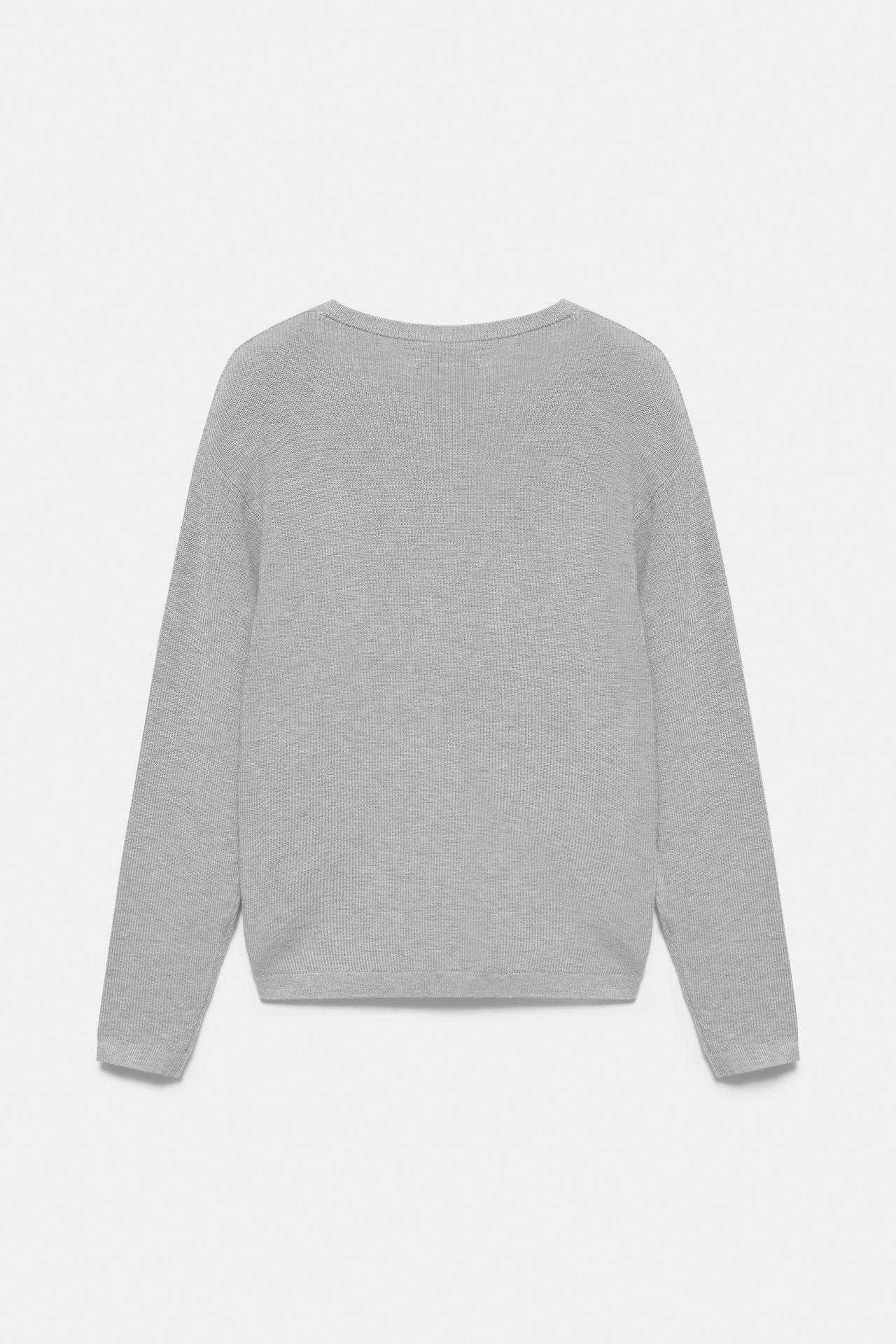 Henley collar jumper — Grey marl
