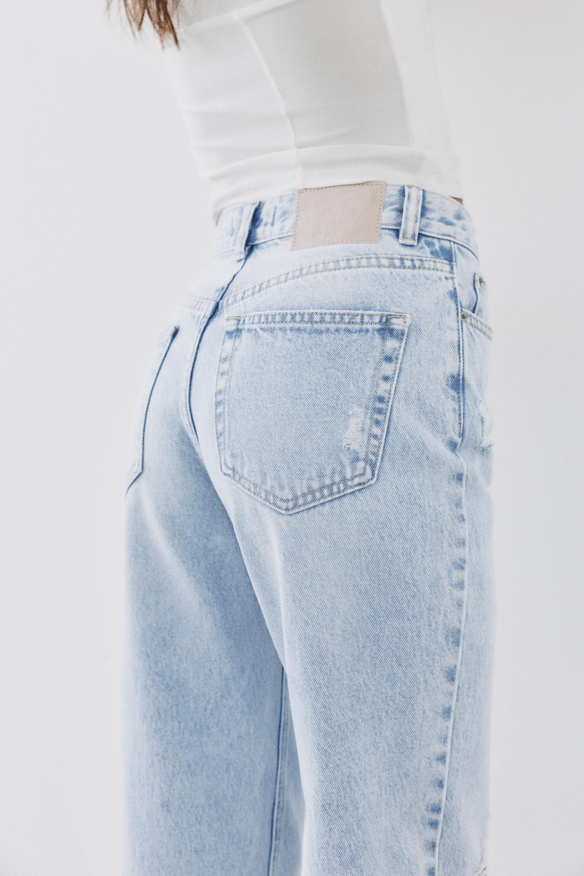 Ripped mom fit jeans — Sky blue