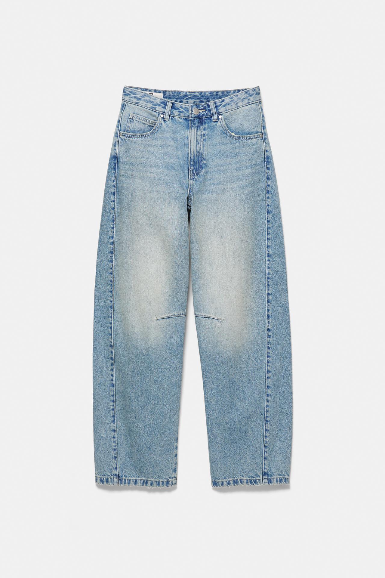 Barrel jeans with side-seam detail — Faded blue