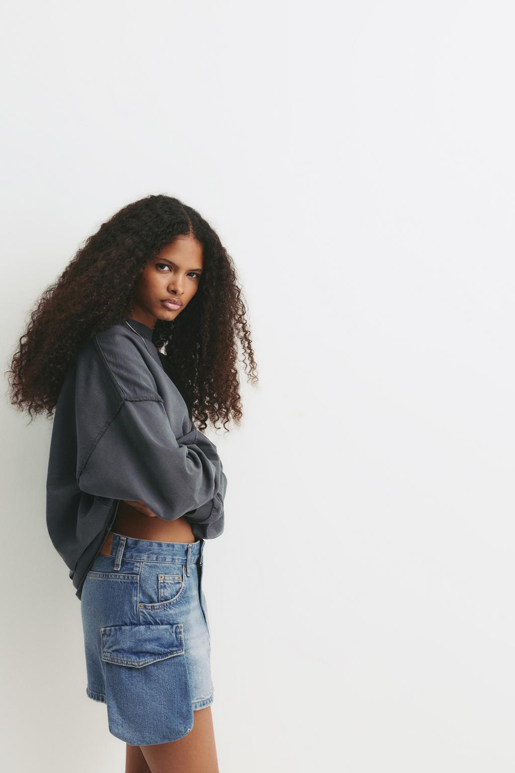 Denim cargo mini skirt pull&bear