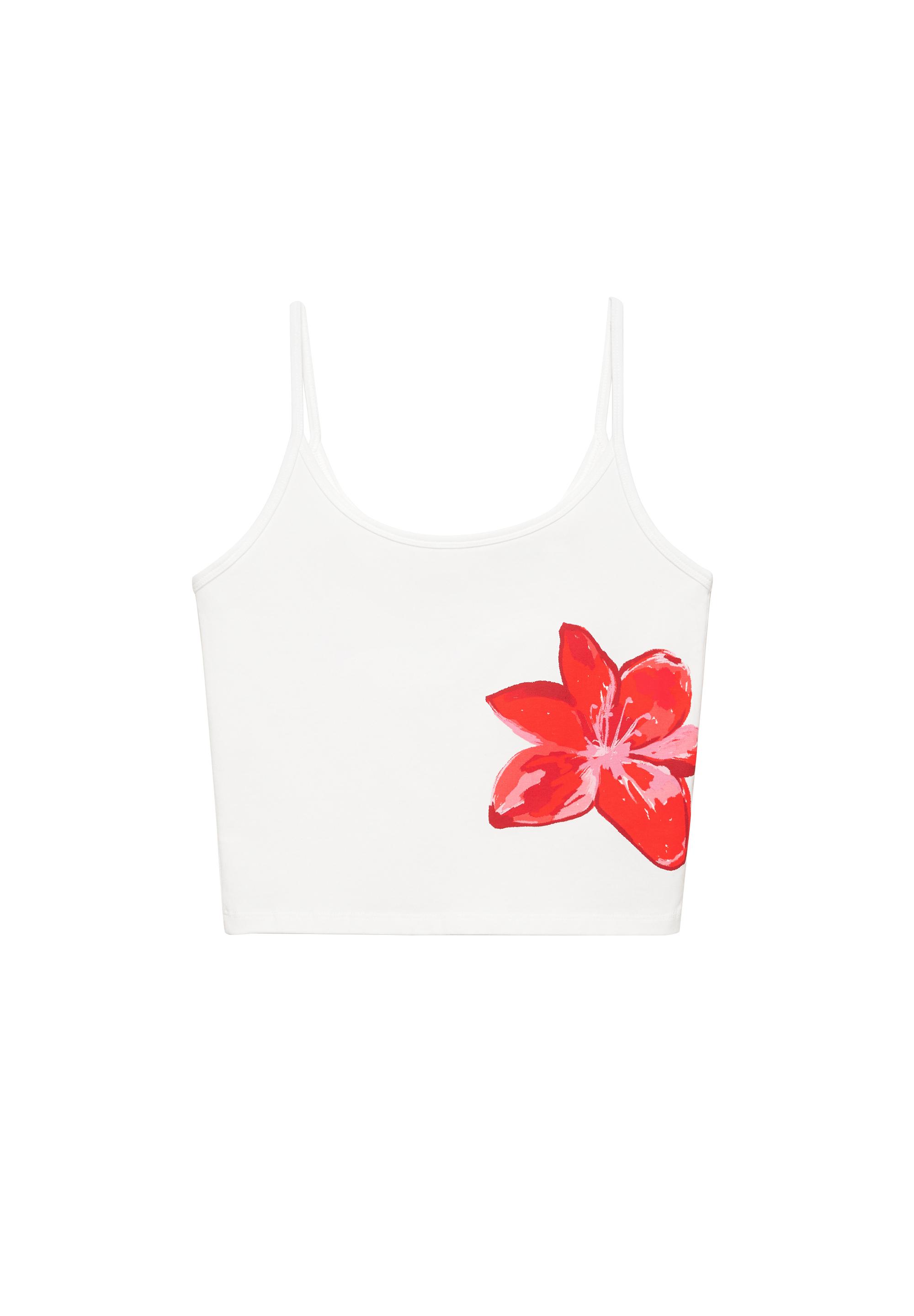 Hibiscus flower strappy top — Red