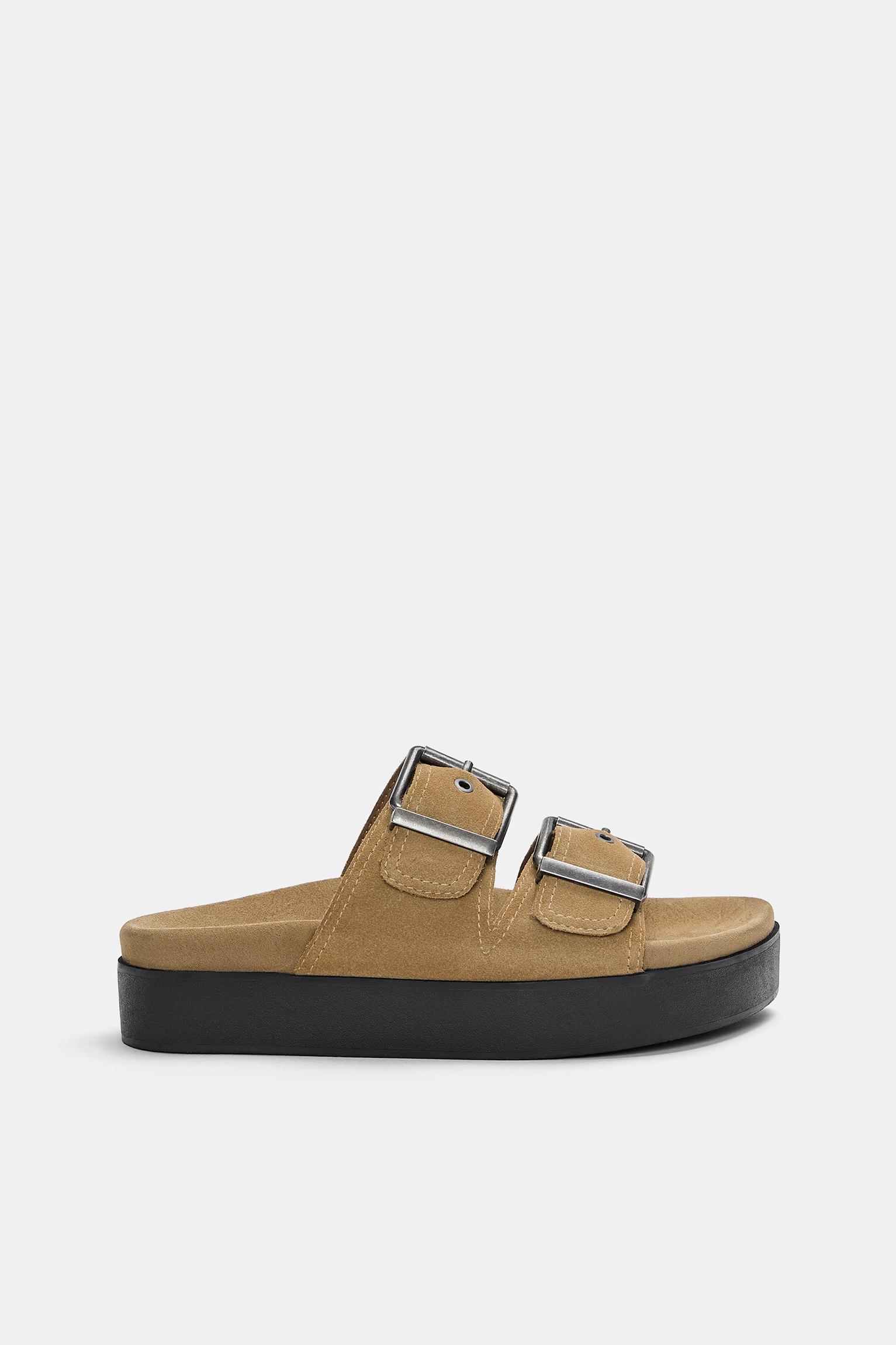 Ledersandalen Mit Dicker Sohle Und Schnallen