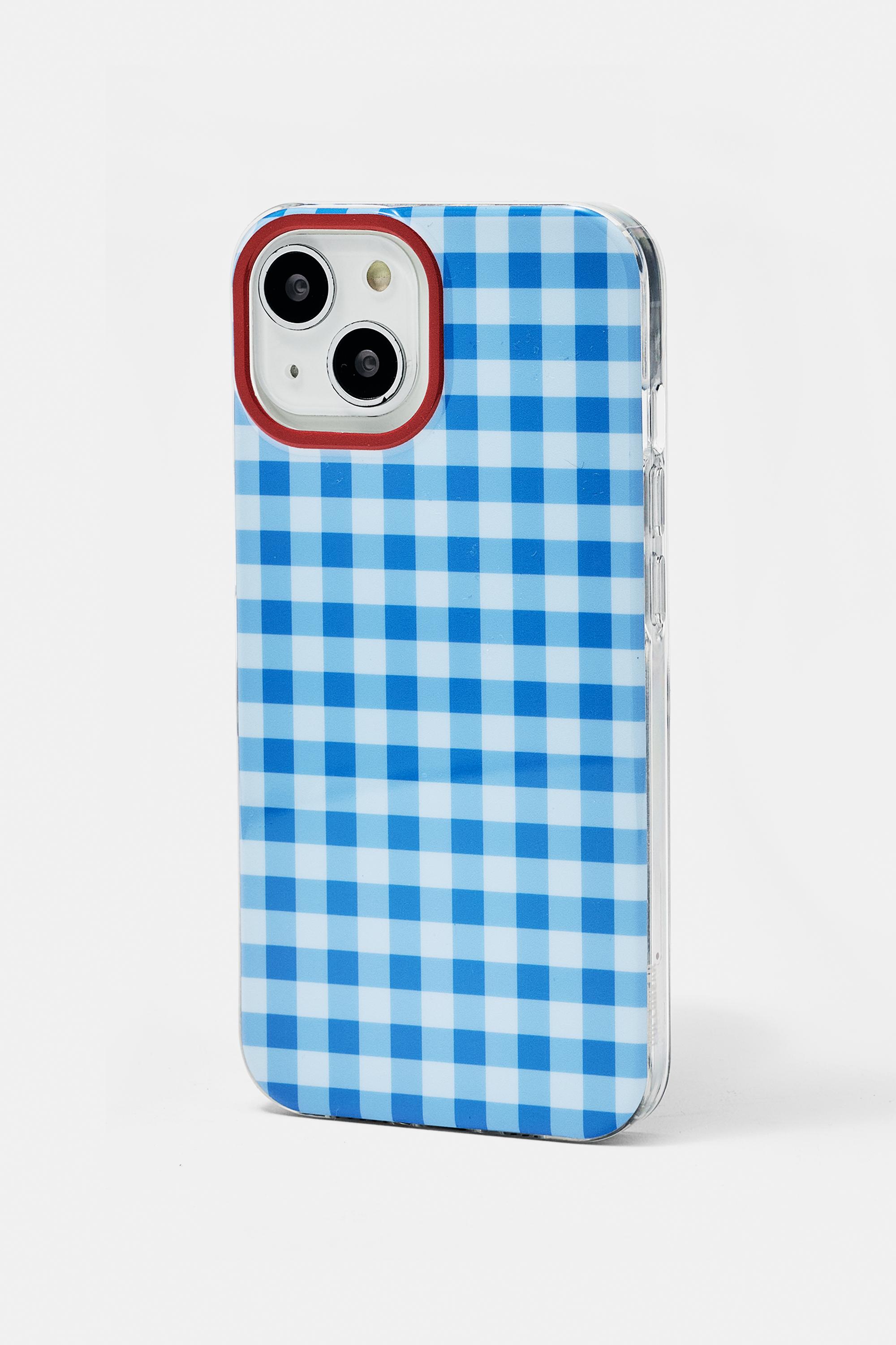 Gingham iPhone case — Pale blue