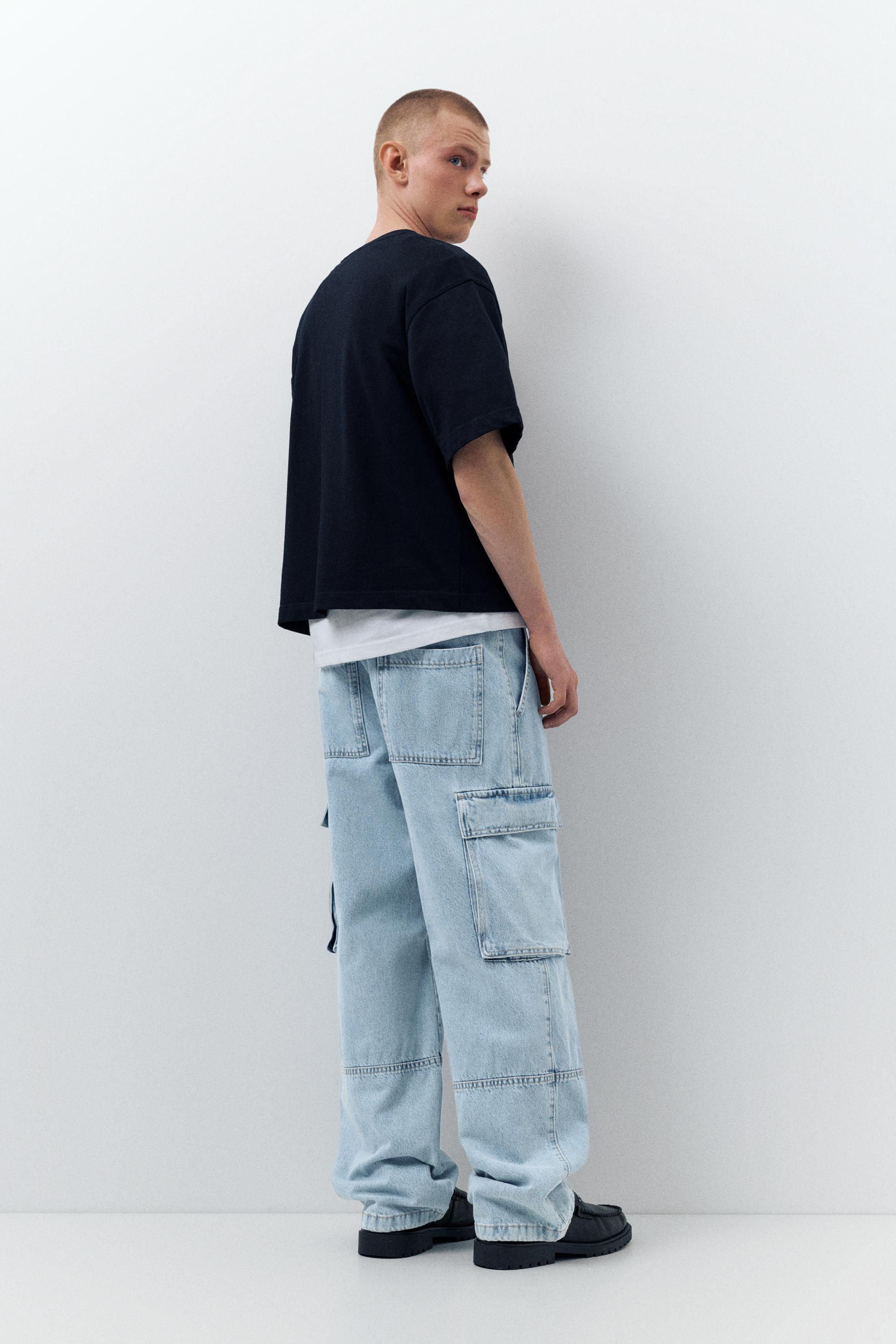 Baggy cargo jeans — Medium blue