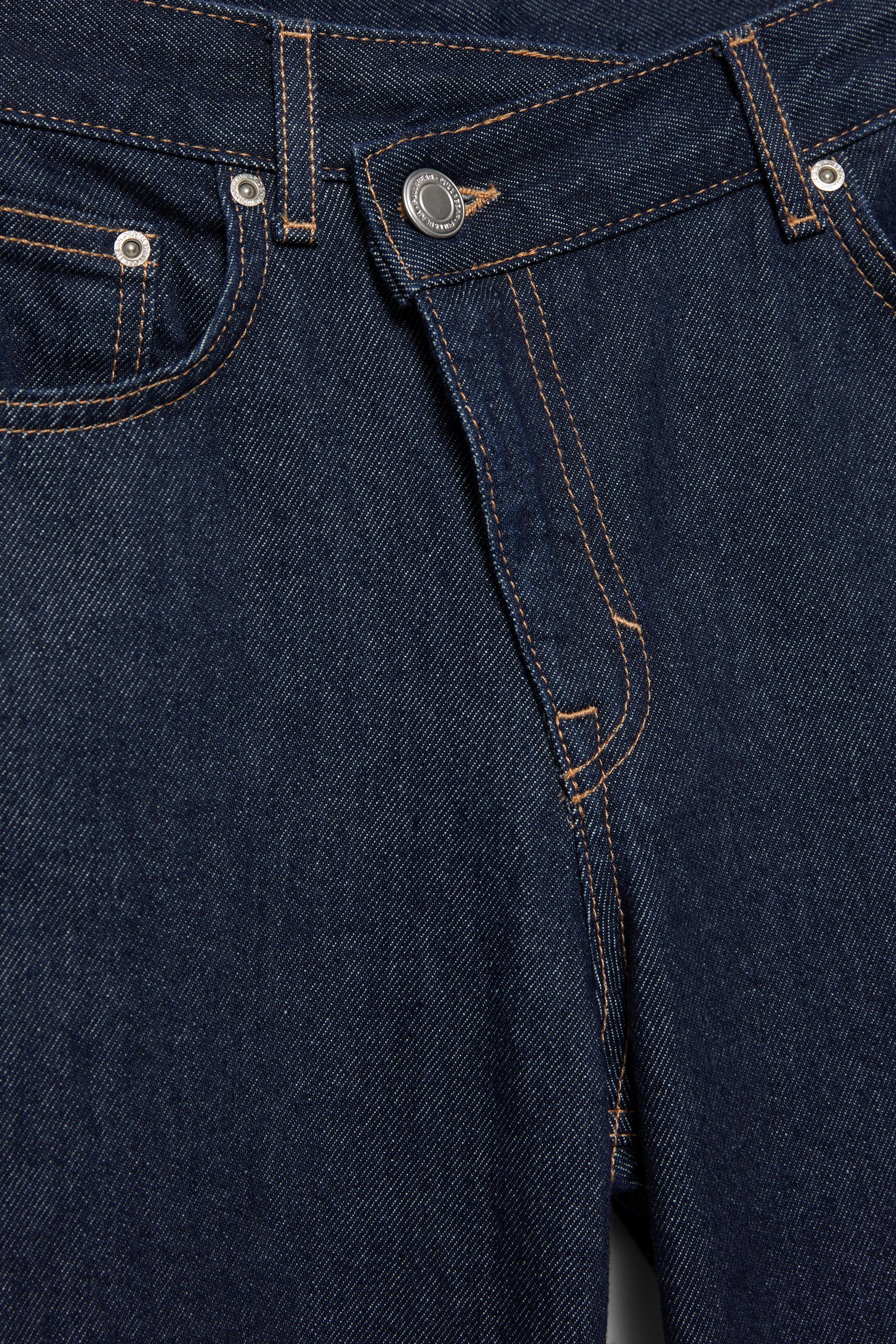 Straight-leg jeans with crossover waistband — Navy
