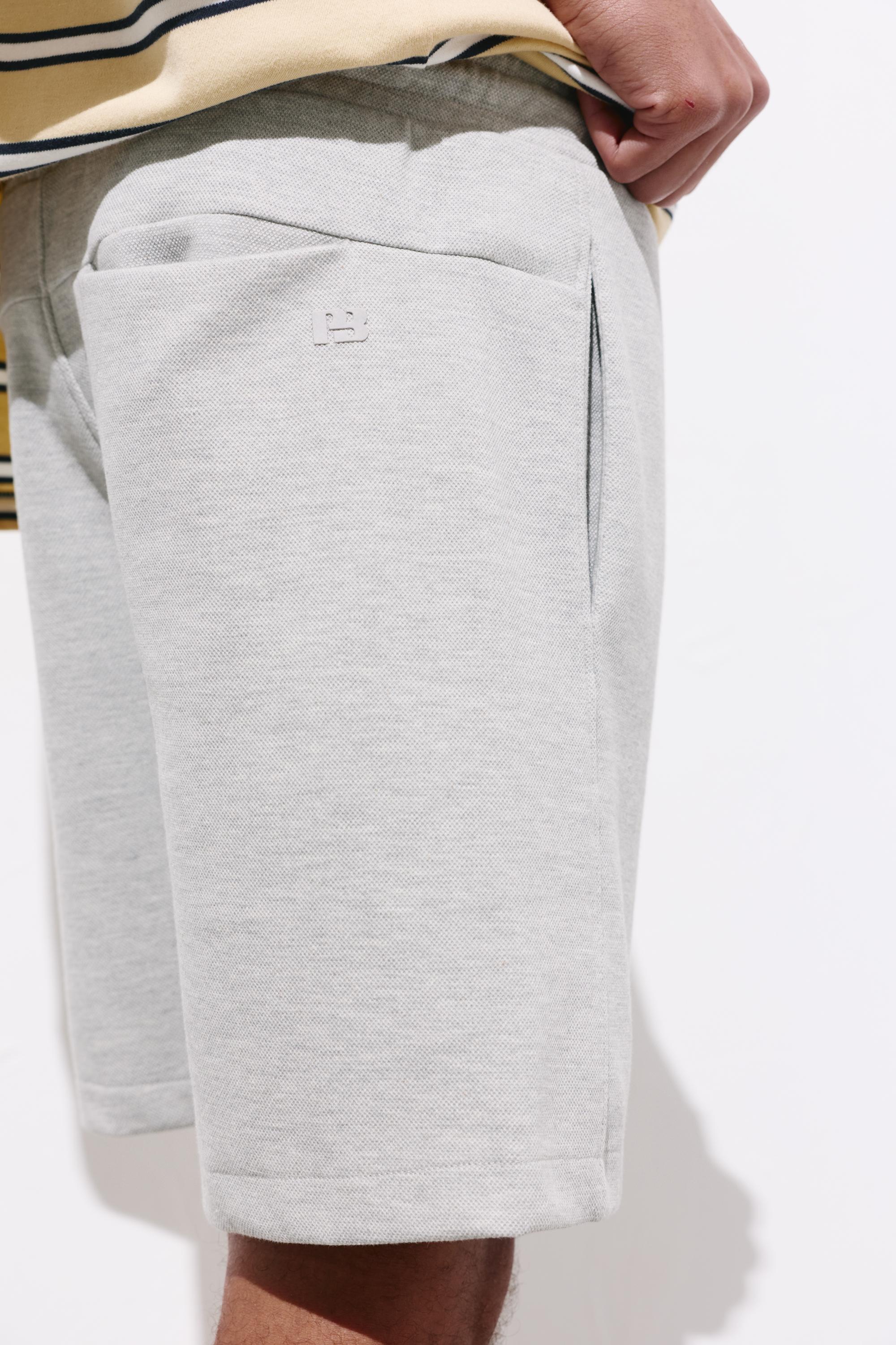 Piqué jogger Bermuda shorts — Grey marl