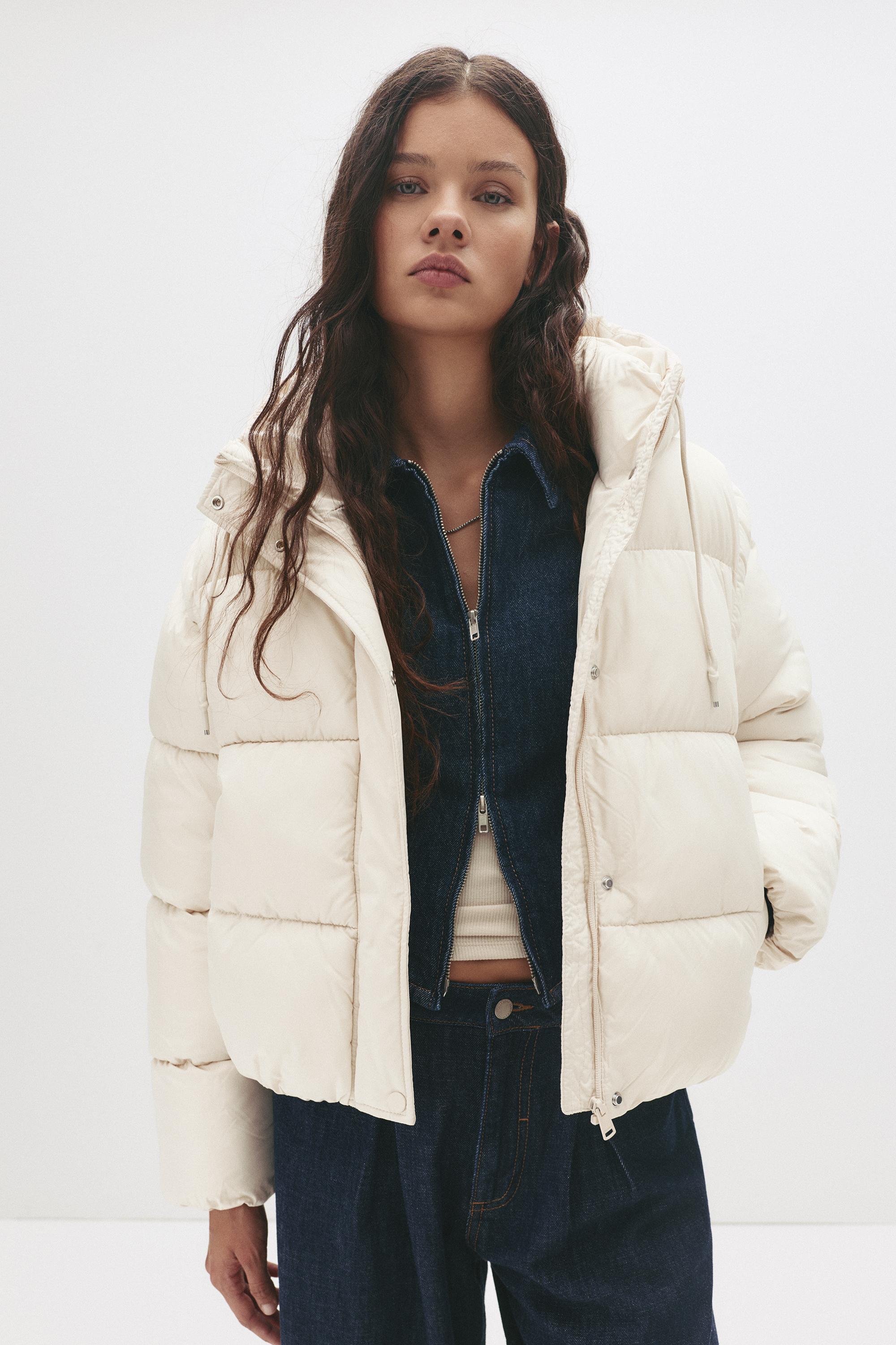 Hooded Padded Jacket — Ecru