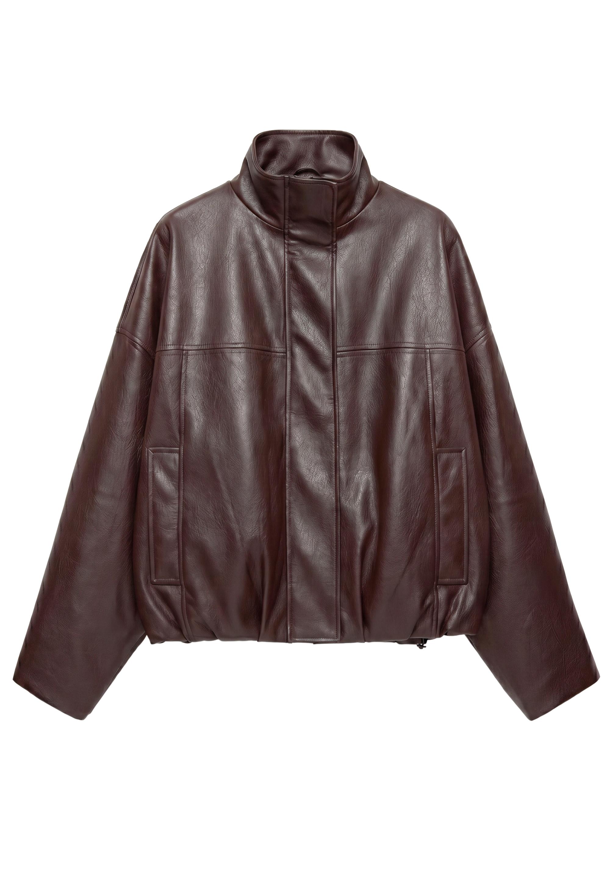 Leather effect balloon jacket — Chocolate