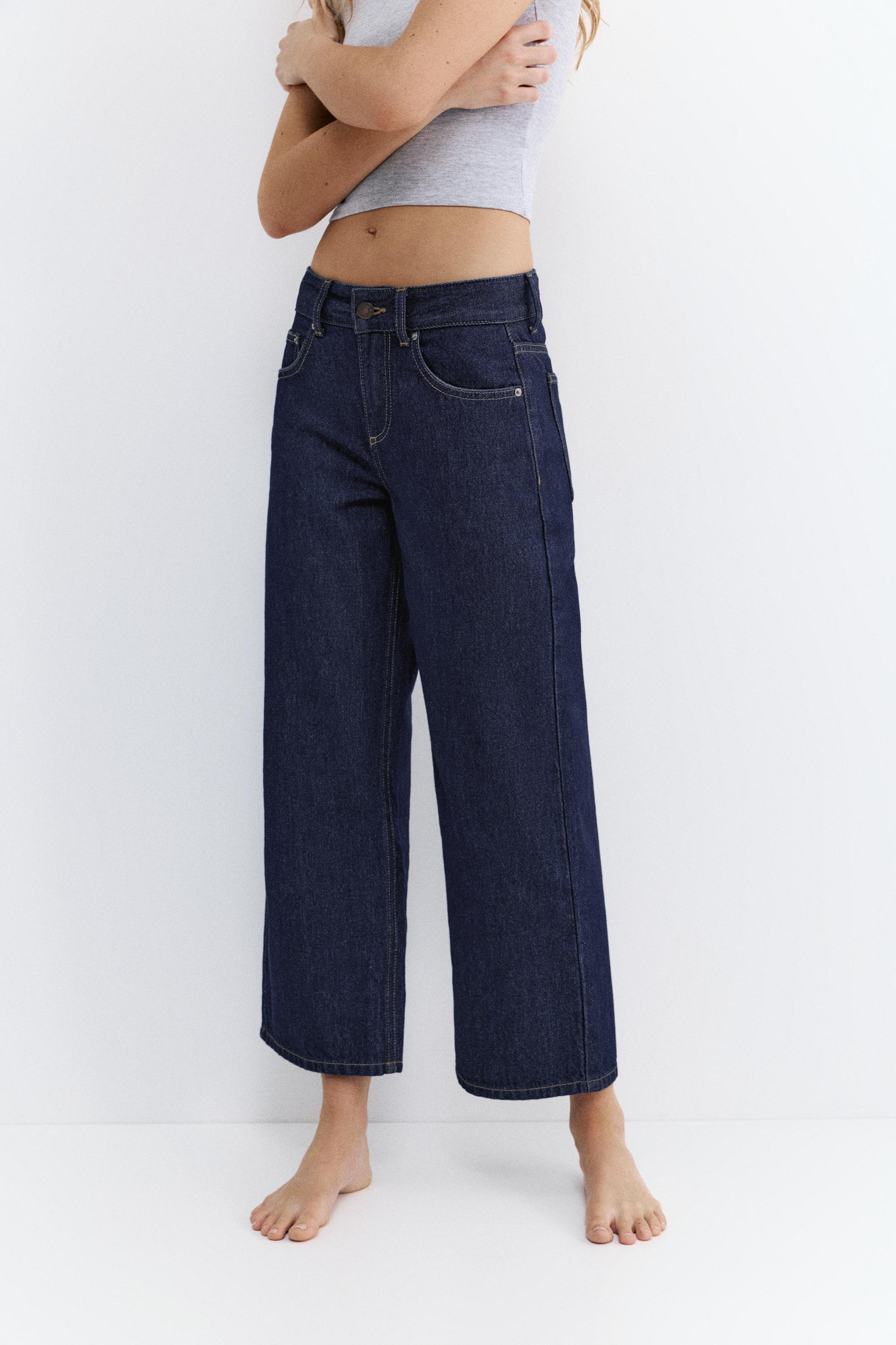 Low-rise culottes jeans — Navy