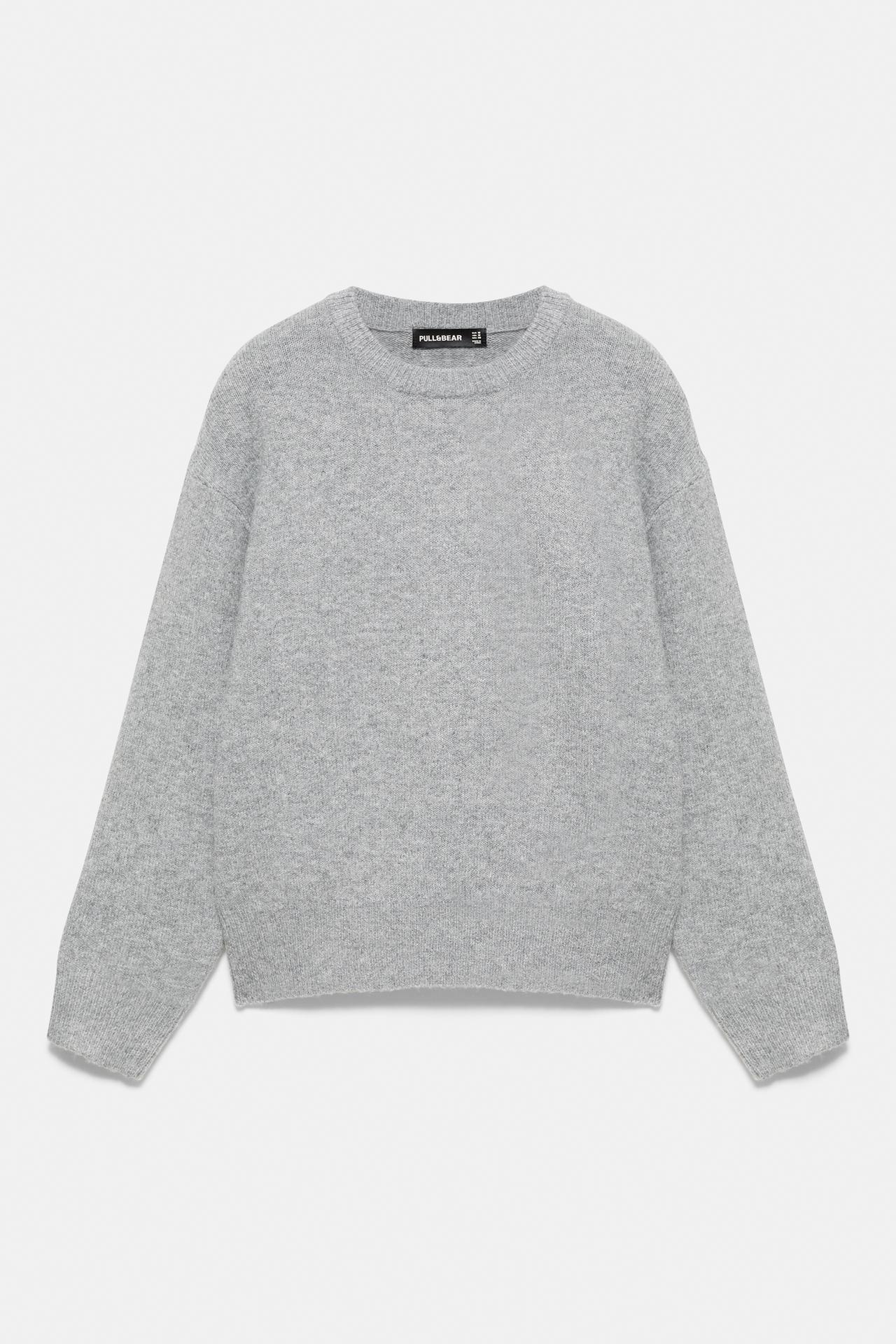 Basic round neck jumper — Grey marl