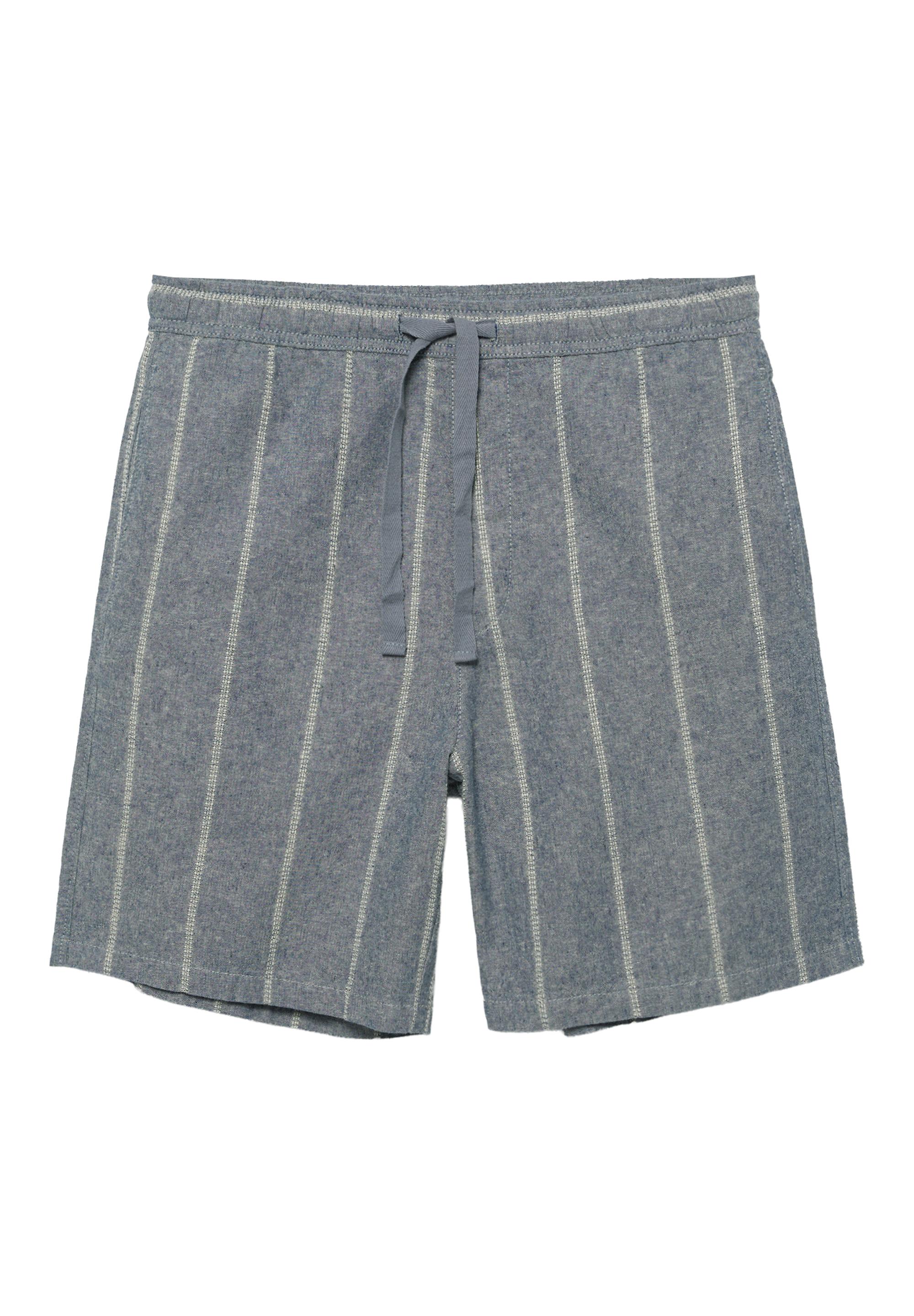 Linen blend jogger Bermuda shorts — Striped