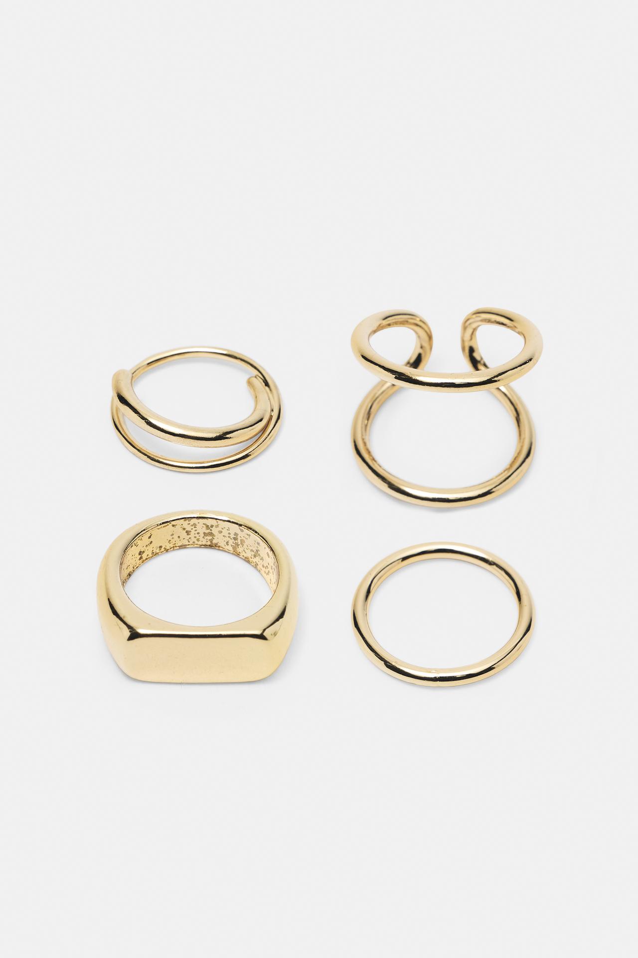 Pack of 4 metallic rings — Gold