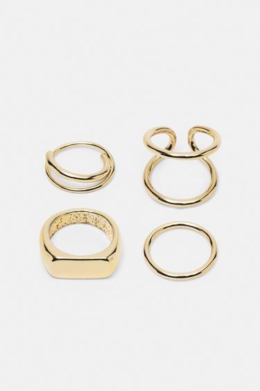 Pack of 4 metallic rings — Gold 1