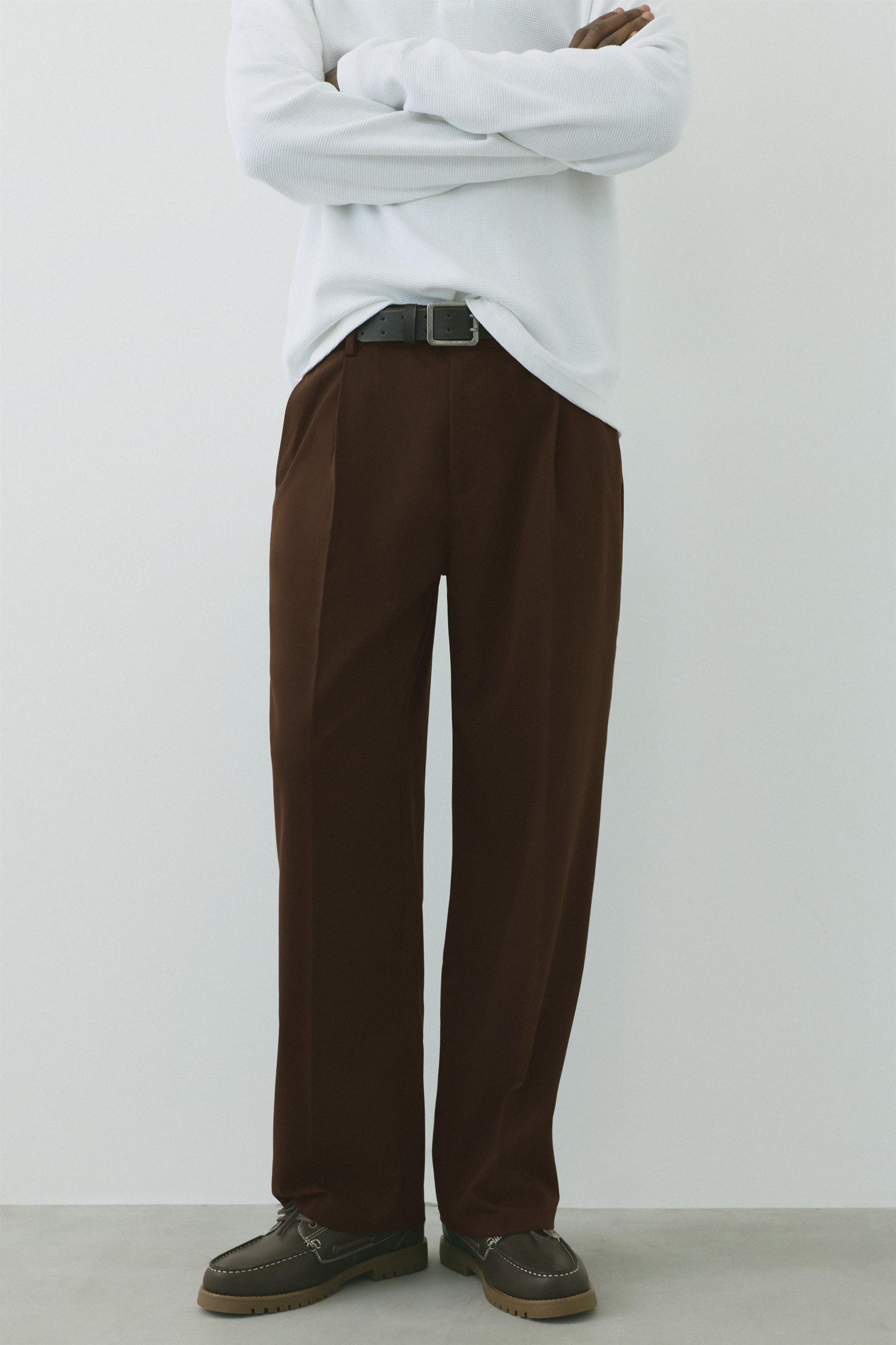 Wide-leg tailored trousers — Chocolate